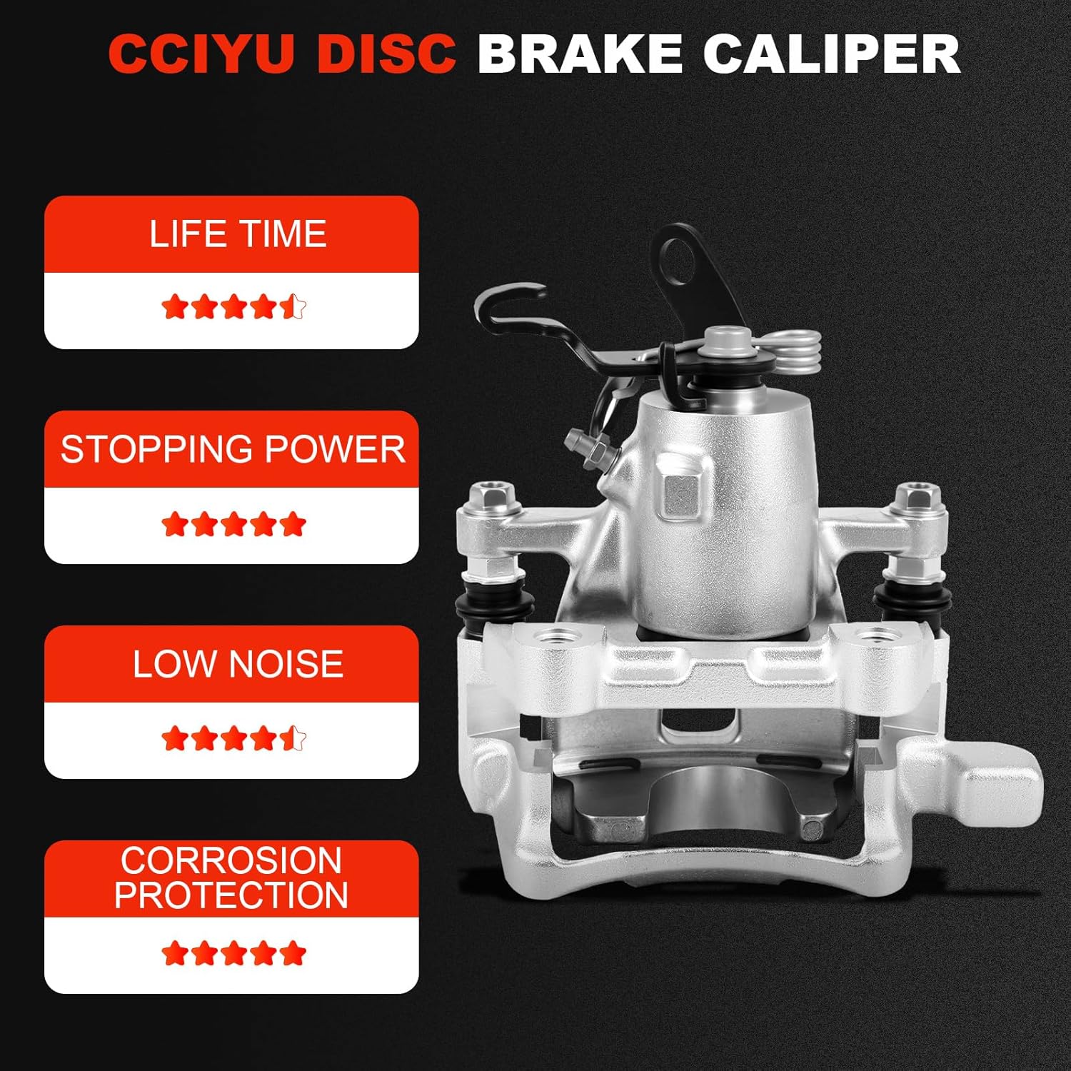 cciyu Rear Left Brake Caliper Assembly w/Bracket 19B2976 For Audi For A3/For A3 Quattro,For Volkswagen For Golf/For GTI/For Jetta/For Rabbit
