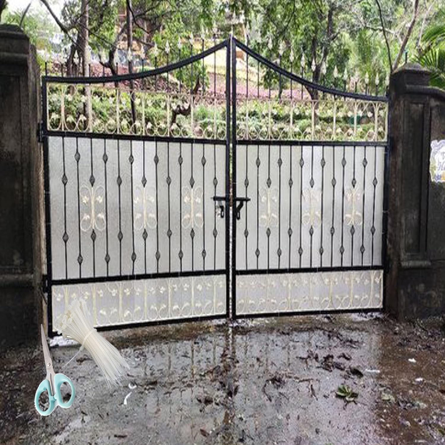 NISKANET UV Resistant 5 X 5 Feet PVC Gate Sheet|White Color|It is for Grill, Balcony Covering, Privacy, Home Security Gate Sheet| with 1Scissor and 100 Tags-image-18