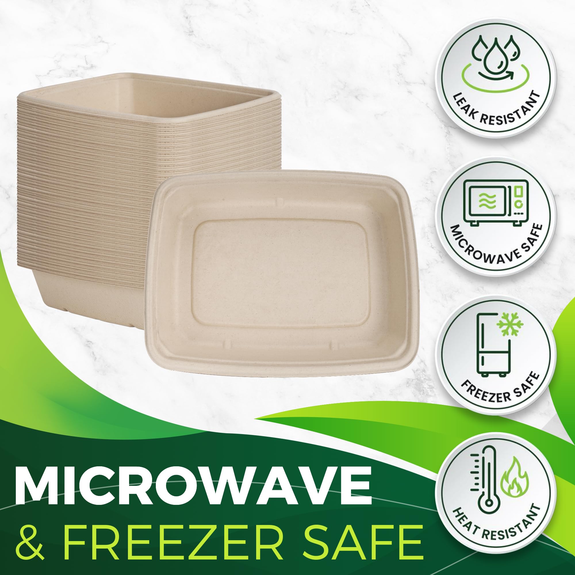 Cuencos de papel rectangulares grandes de 32 onzas [paquete de 100], cuencos desechables resistentes perfectos para ensalada de taco, burrito, nacho, pasta, cuencos compostables para fiestas