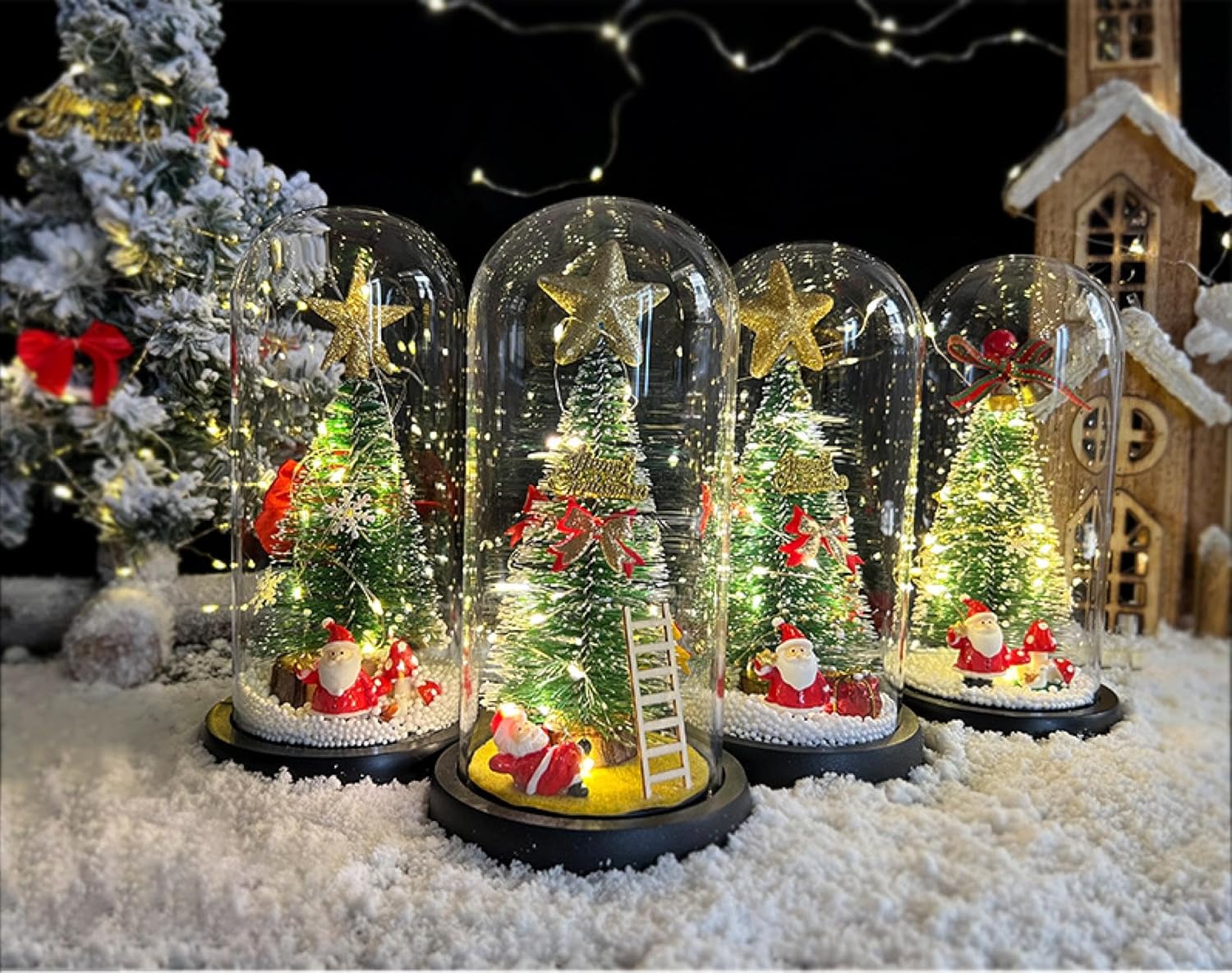 Glass Cover Christmas Tree Ornament Glowing Christmas Tree Decorative Lights