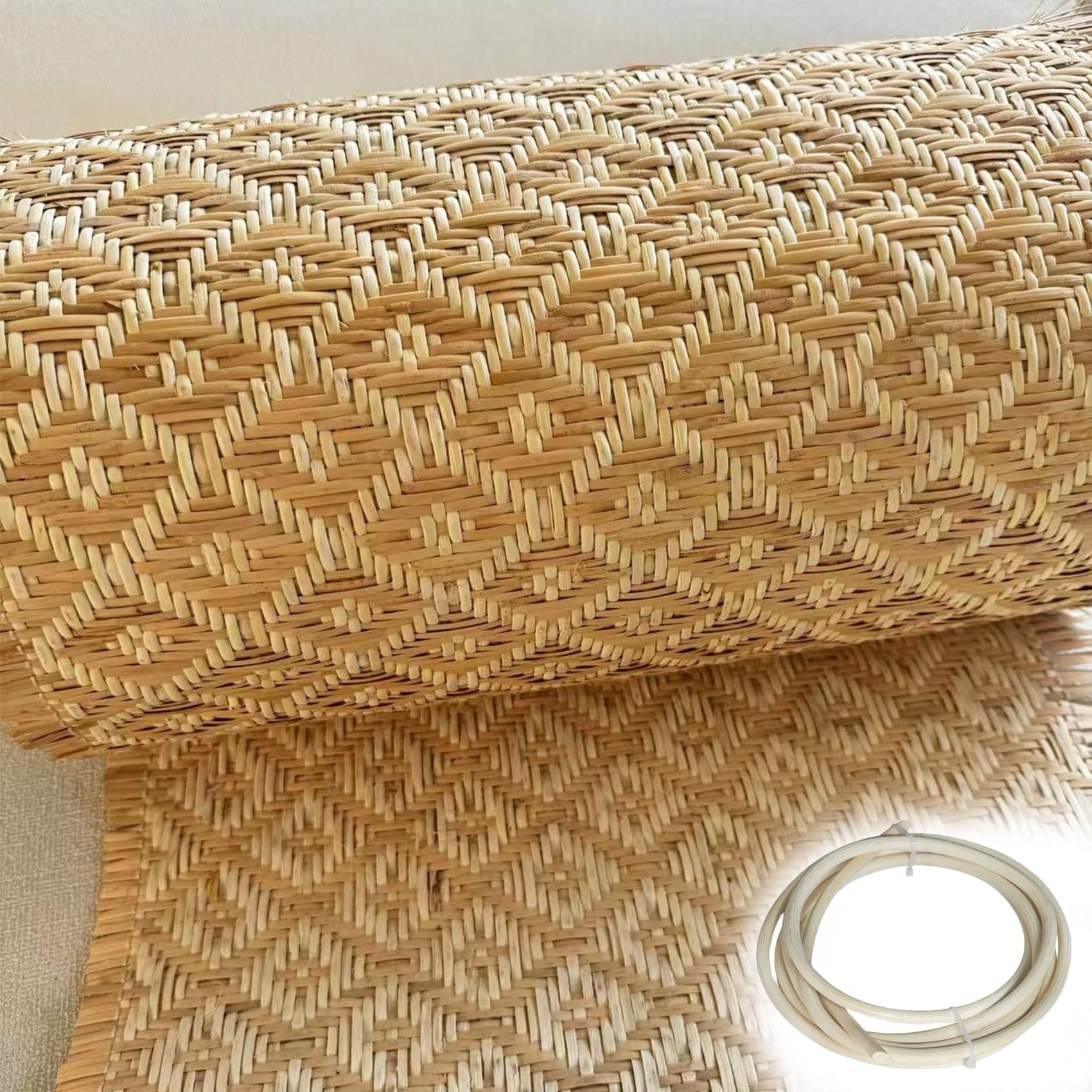 100cm de Ancho Rejilla Mimbre Natural con Tiras Ratán, Rollo de Ratán Vienés por Metros, Correas de Caña de Tela Malla, Tejido de Caña para Muebles Silla Gabinete Bricolaje(40x250cm)
