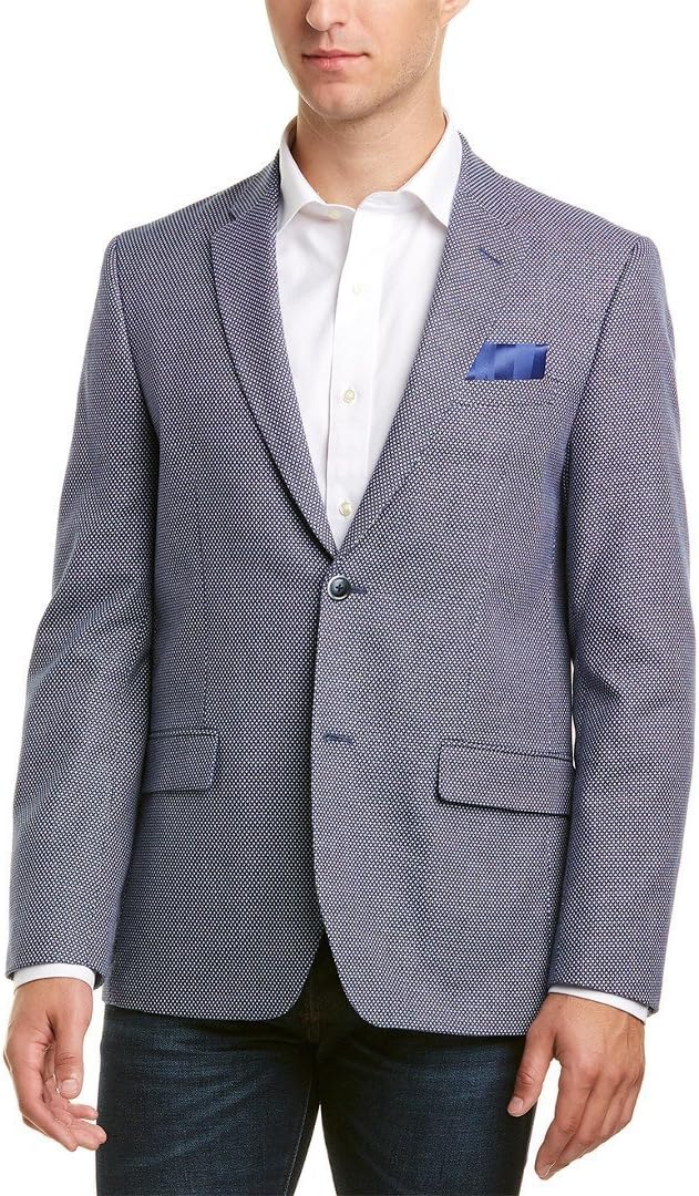 Ben Sherman Men's Navy Tick White Star Sport Coat