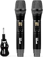 Vista 1 de Gemini Dual Micrófono Inalámbrico UHF de Mano Recargable Sistema de Micrófono Inalámbrico de 2 Piezas con Receptor para Karaoke, Canto, DJ