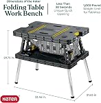 Keter Heavy-Duty Folding Workbench with 1,000 Pound Capacity - Foldable Work Table for Garage, Woodworking, and Outdoor Workshop with 12 Inch Adjustable Clamps