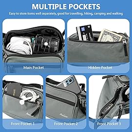 ProCase Fanny Pack Waist Packs for Men Women, Waist Bag Hip Pack for Travel Hiking Running Outdoor Sports -Grey, Large