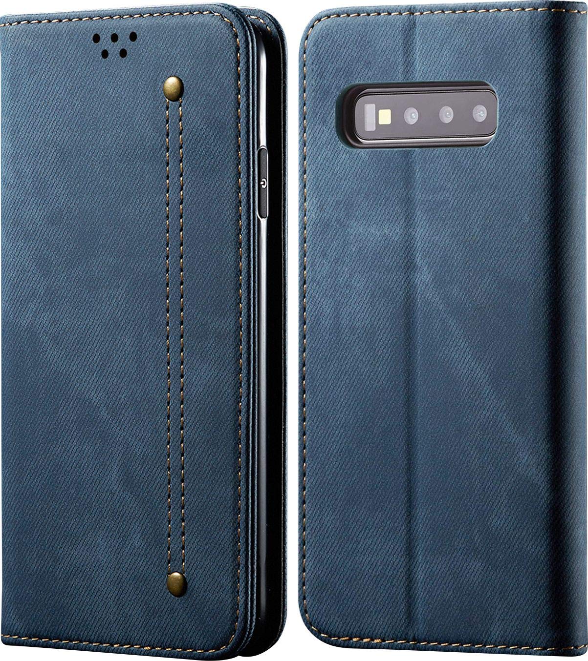 CUBIX ® Denim Luxury Slim Wallet Folio Magnetic Closure Flip Cover Case for Samsung Galaxy S10 (Blue) (B08H19DW4T) Amazon Price History, Amazon Price Tracker