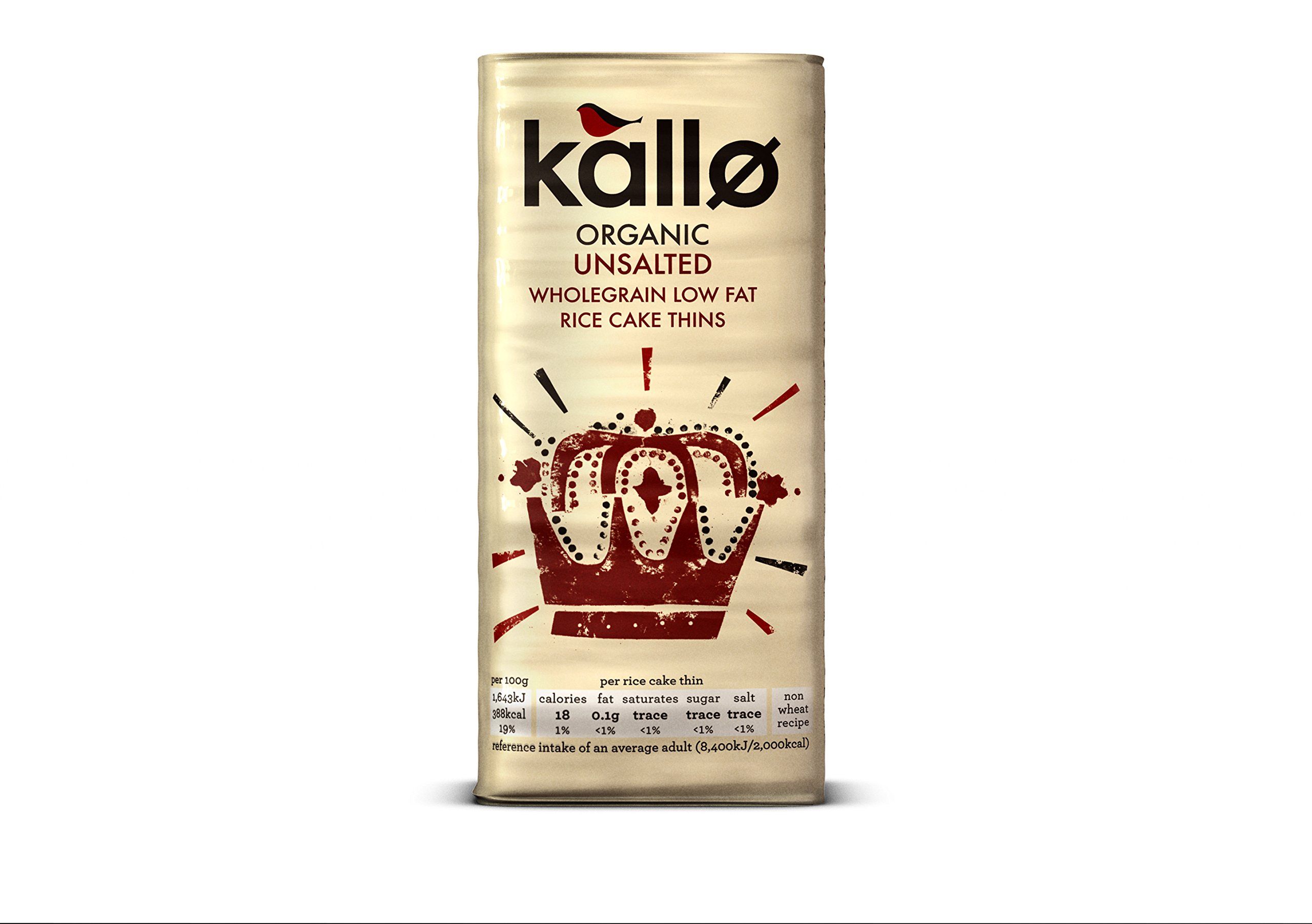 KalloFairtrade Organic Thin Slice Rice Cakes - Unsalted (130g) - Pack of 6EU OrganicSoil AssociationSoil AssociationSoil Association