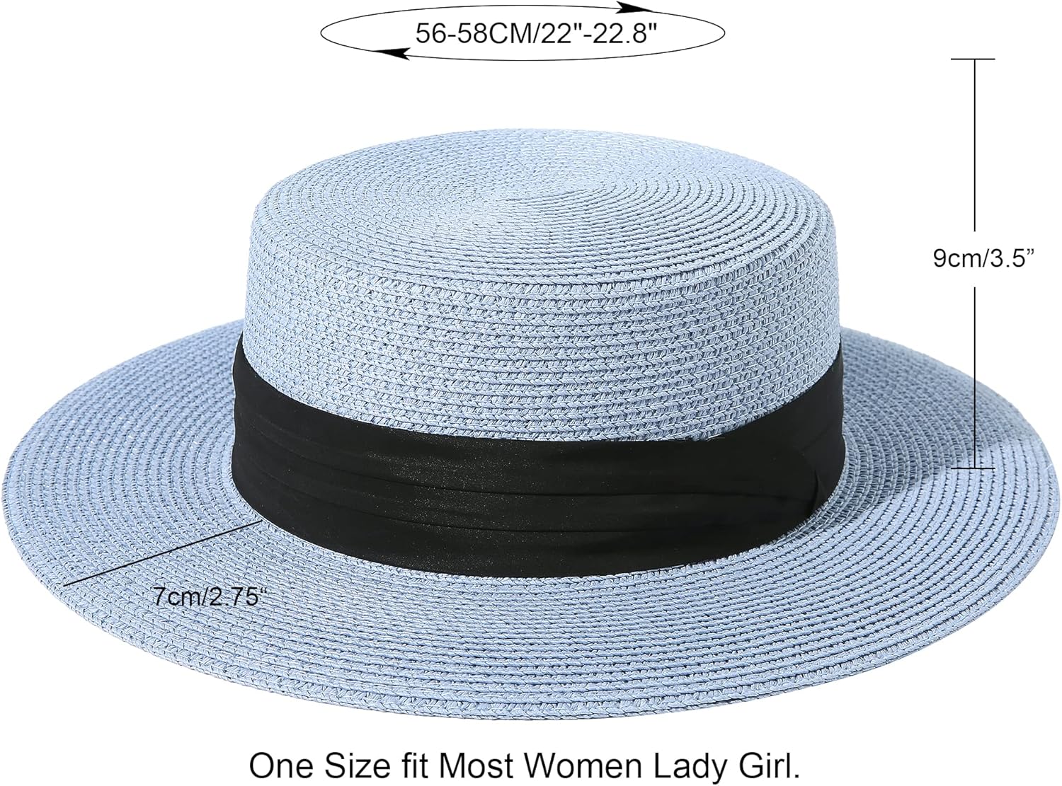 Lanzom Sun Hats for Women Wide Brim Straw Boater Hat Foldable Packable Beach Hat for Summer Fit Size 6 8/7-7 1/4 - Image 3