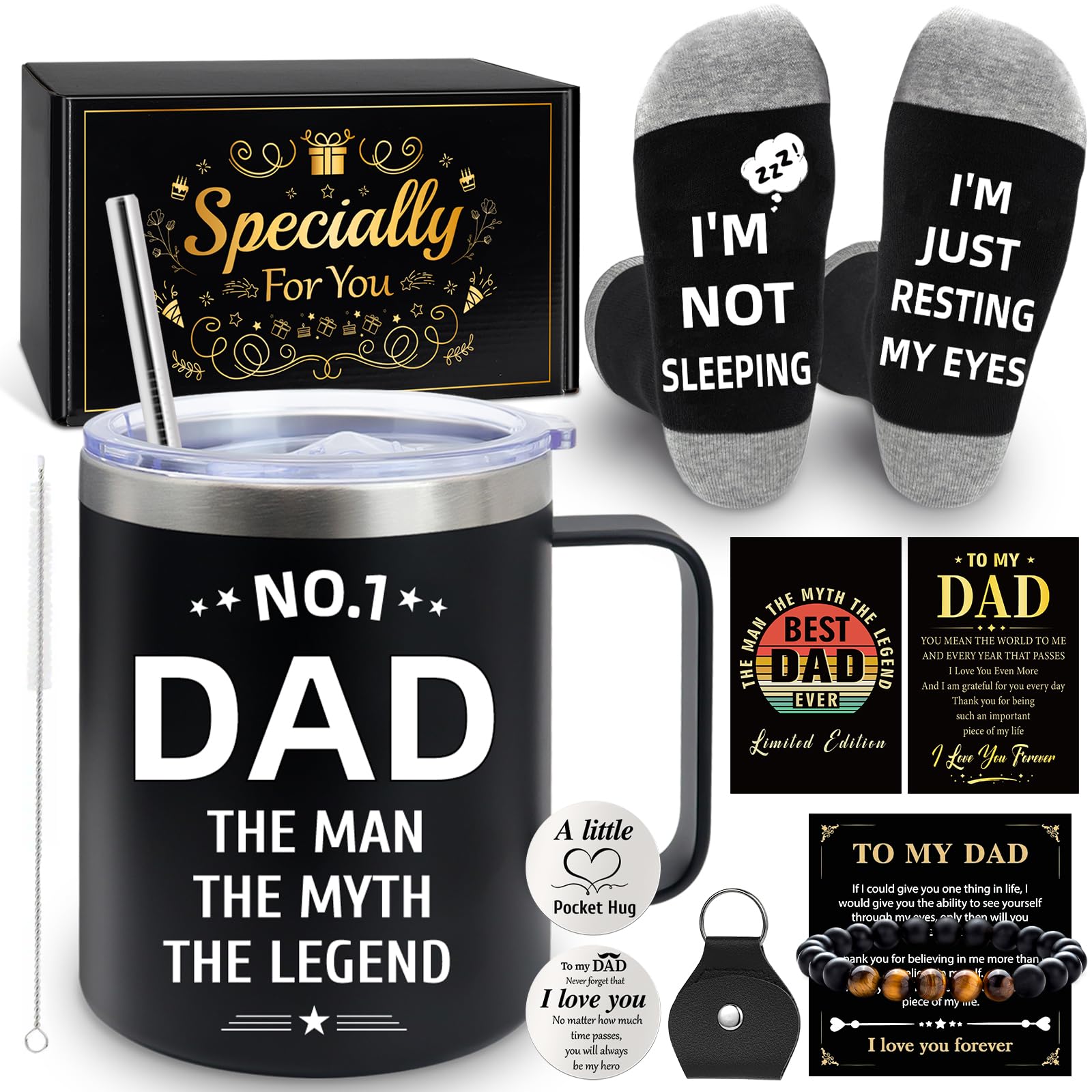 MOTONG Ideal Gifts for Dad from Daughter Son - Funny Travel Mug Tumbler Presents for Dad, Persents Christmas and Father's Day Gifts