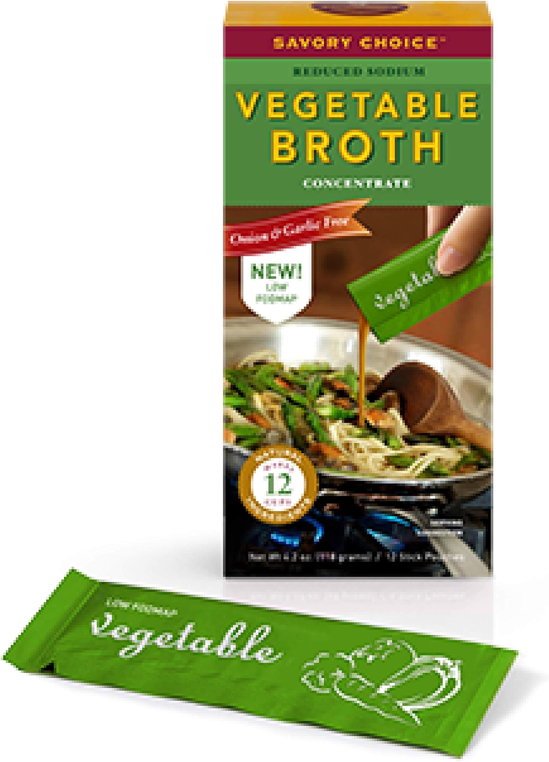 Savory Choice Low FODMAP Reduced Sodium Vegetable Broth Concentrate, Vegetable, 4.2 Ounce