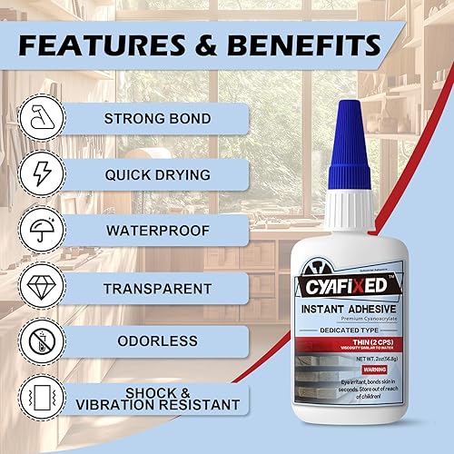 Vista 2 de Professional Grade Cyanoacrylate Super Glue, Super Thin Viscosity CA Glue for Woodworking, 4 oz. Value Pack - Instant Adhesive for Woodturning, Pen