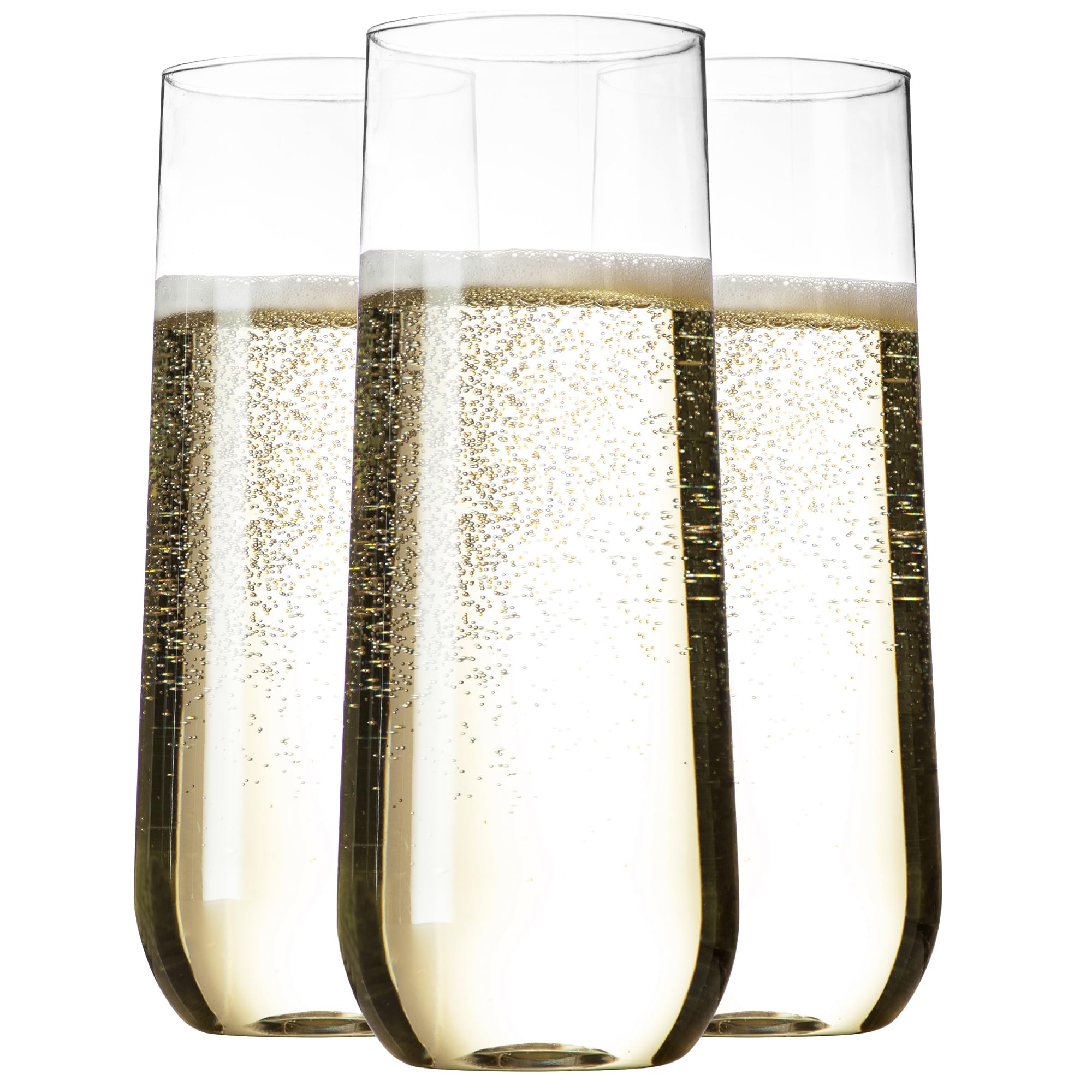 DECADORN Plastic Champagne Flutes Disposable 12 Pack - 9oz Plastic Champagne Glasses - Clear Stemless Champagne Flutes Plastic - Mimosa Glasses Plastic - Disposable Champagne Flutes For Parties
