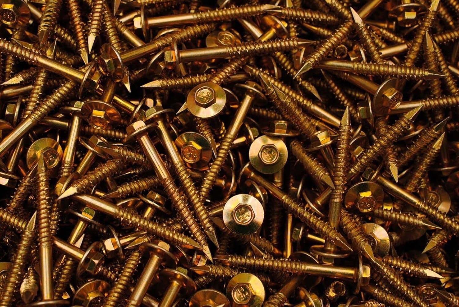 (150 pcs) Hex Flange Head 1/4 x 2-1/4 Concrete Masonry Screws Yellow Zinc Tapcon