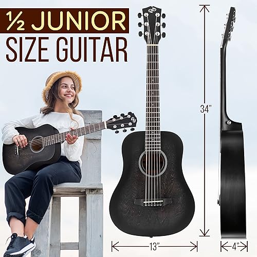 Miniatura 7 de Pyle Kit de inicio de guitarra acústica de 6 cuerdas para principiantes paquete de guitarra Acustica con cuerpo cortado juego de cuerpo para