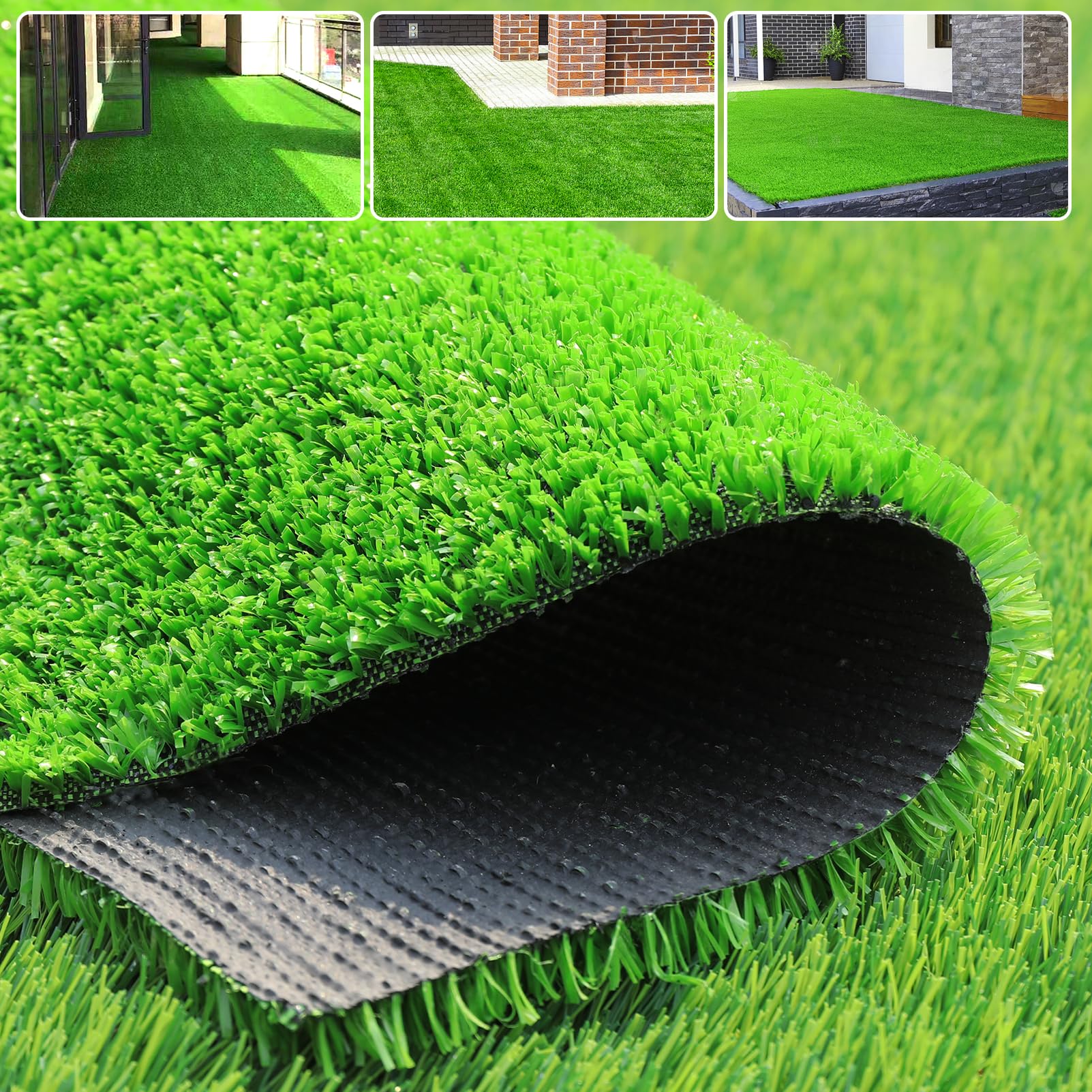 realistic artificial grass turf fake grass rug 4 feet x 7 feet for garden lawn landscape balcony decoration 0.4 inch synthetic grass carpet dog grass mat with drainage holes