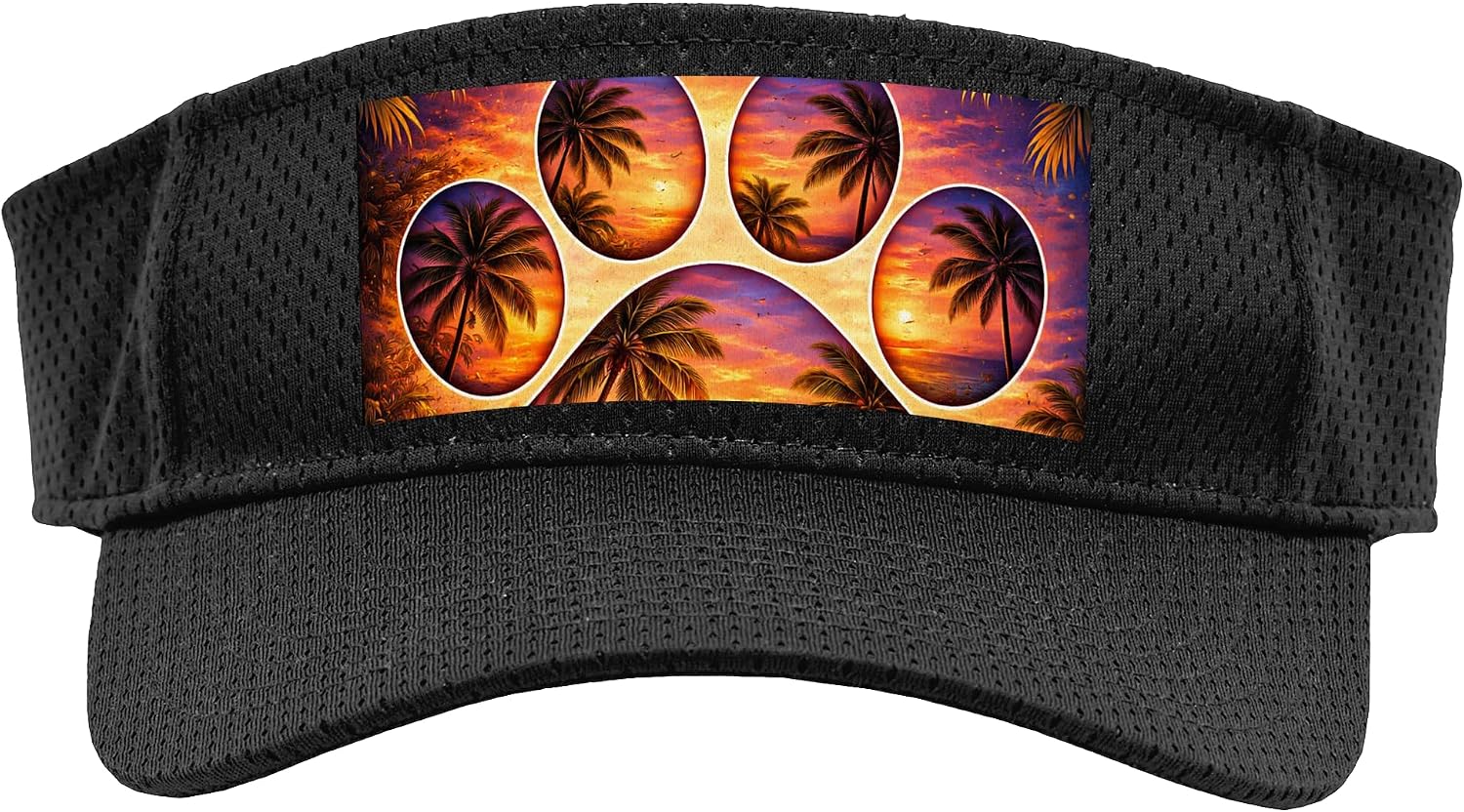 Tropical Paw Sunset Pet Lover Beach Design Sport Sun Visor