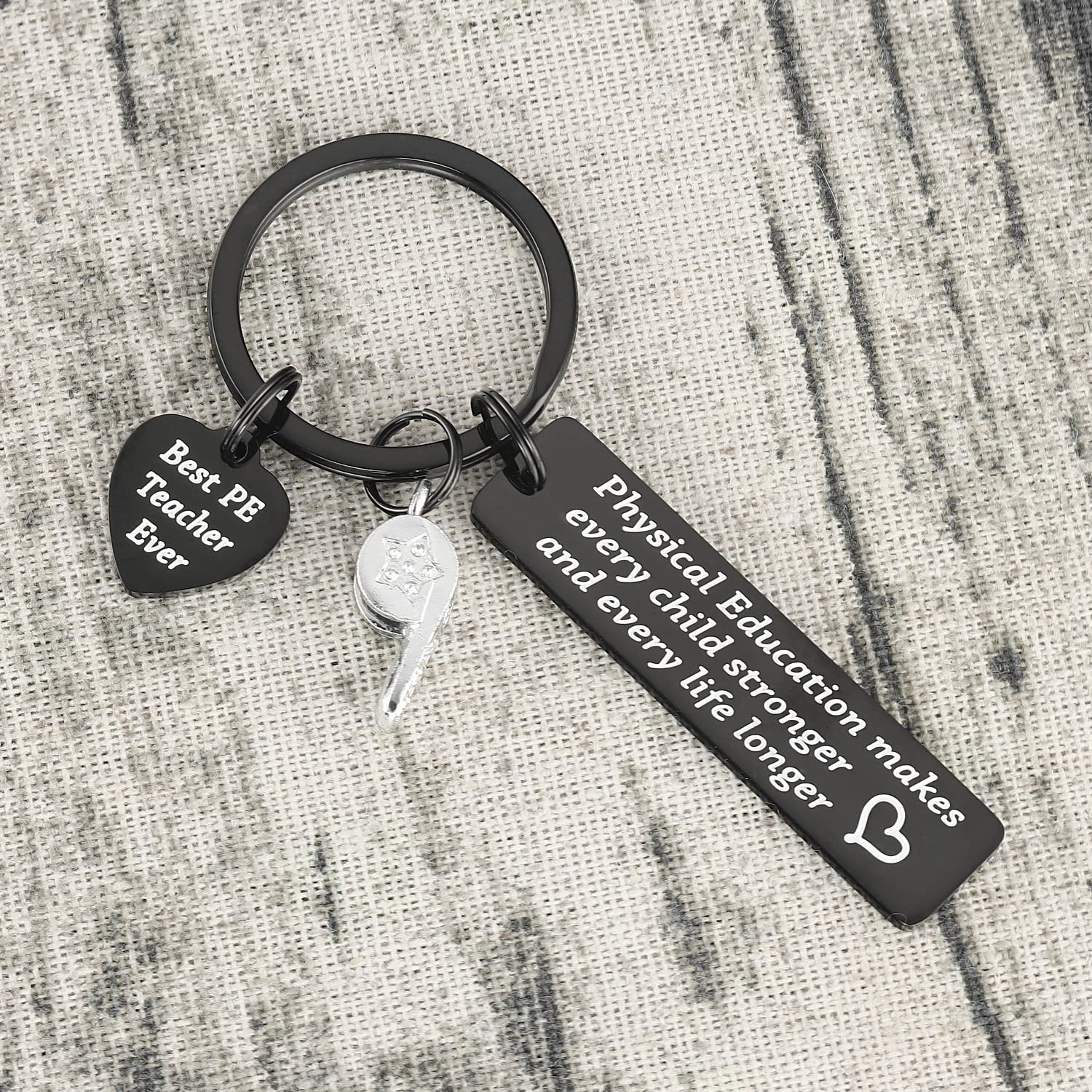PE Teacher Appreciation Gifts Keychain for Women Men Male from Student PE Whistle Charm Keyring Thank You Gym Teachers Best P E Coach PE Keychain