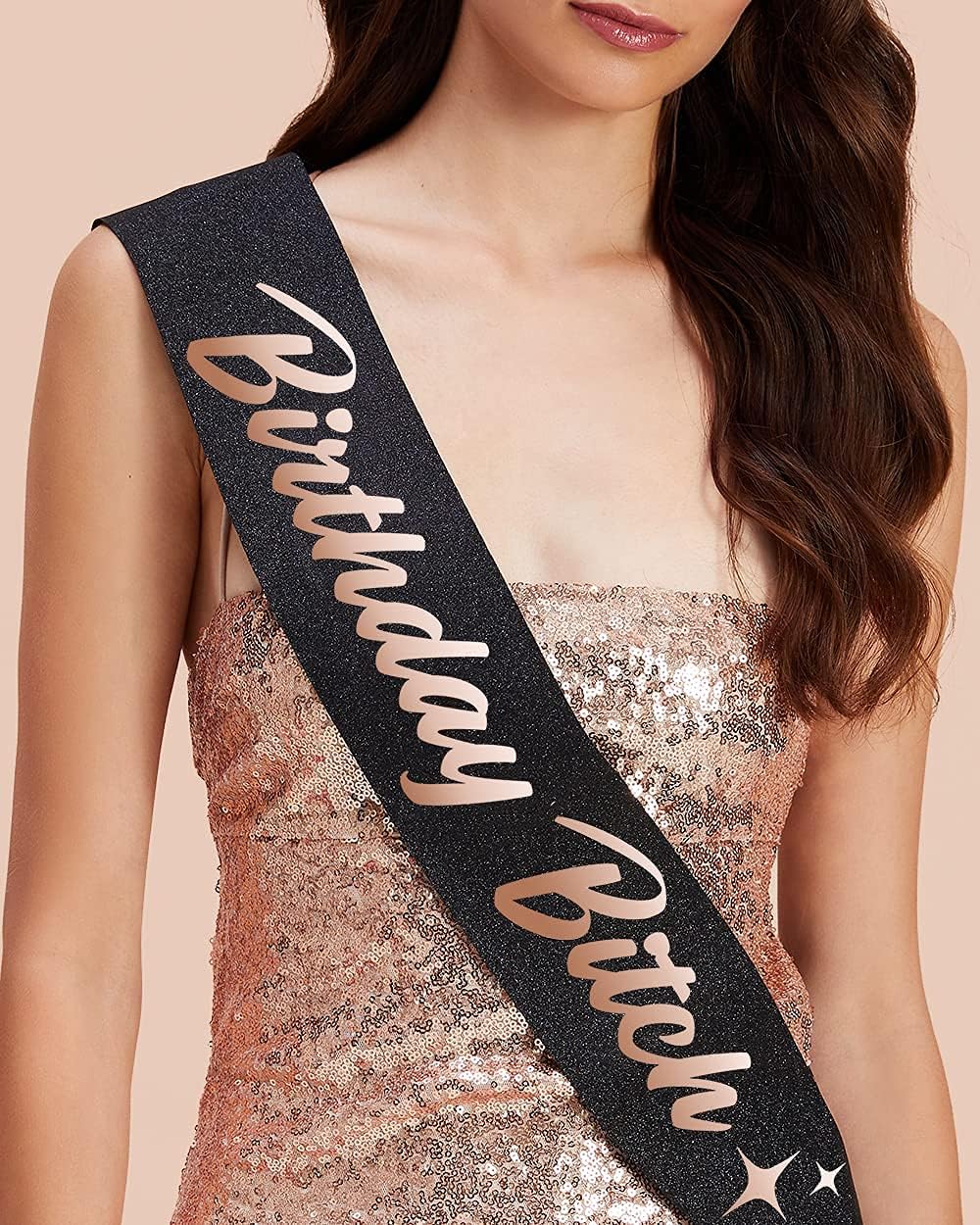 XO, Fetti Black Glitter + Rose Gold Foil Birthday Sash for Women | Decorations - 21st, 30th, Birthday Girl