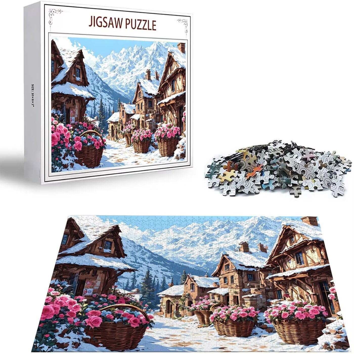 Kleine Stadt Puzzle 3000 Teile Landschaft Puzzle Erwachsene, Holzpuzzle Erwachsene, DIY Groß Puzzelmatten, Premium Quality Klassische Wooden Jigsaw, Holzpuzzle ab 14 Jahren für Jungen, Geschenke S-449