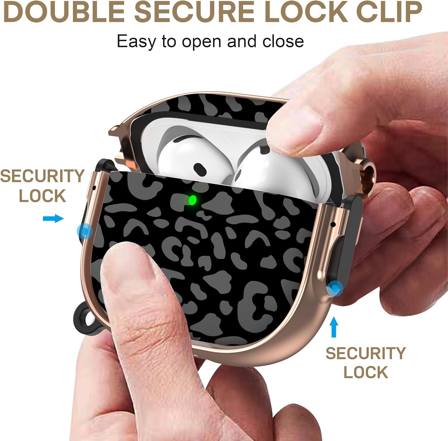 Maxjoy for AirPods 4 Case with Lock, Cute AirPods 4 Case Lock Protective Hard AirPod 4 Generation Cover for Women Men with Keychain Clip for AirPod 4th Generation Cover 2024, Grey Leopard - Image 3