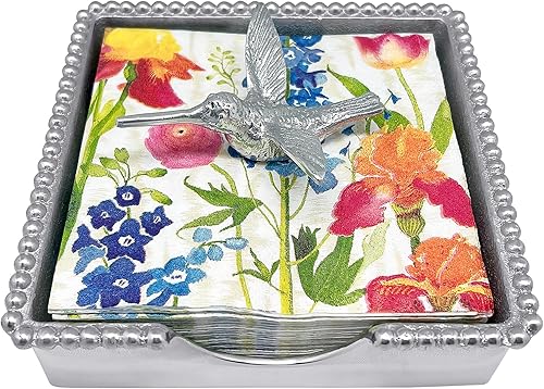 Mariposa Servilletero con cuentas de colibrí, tamaño único, color plateado