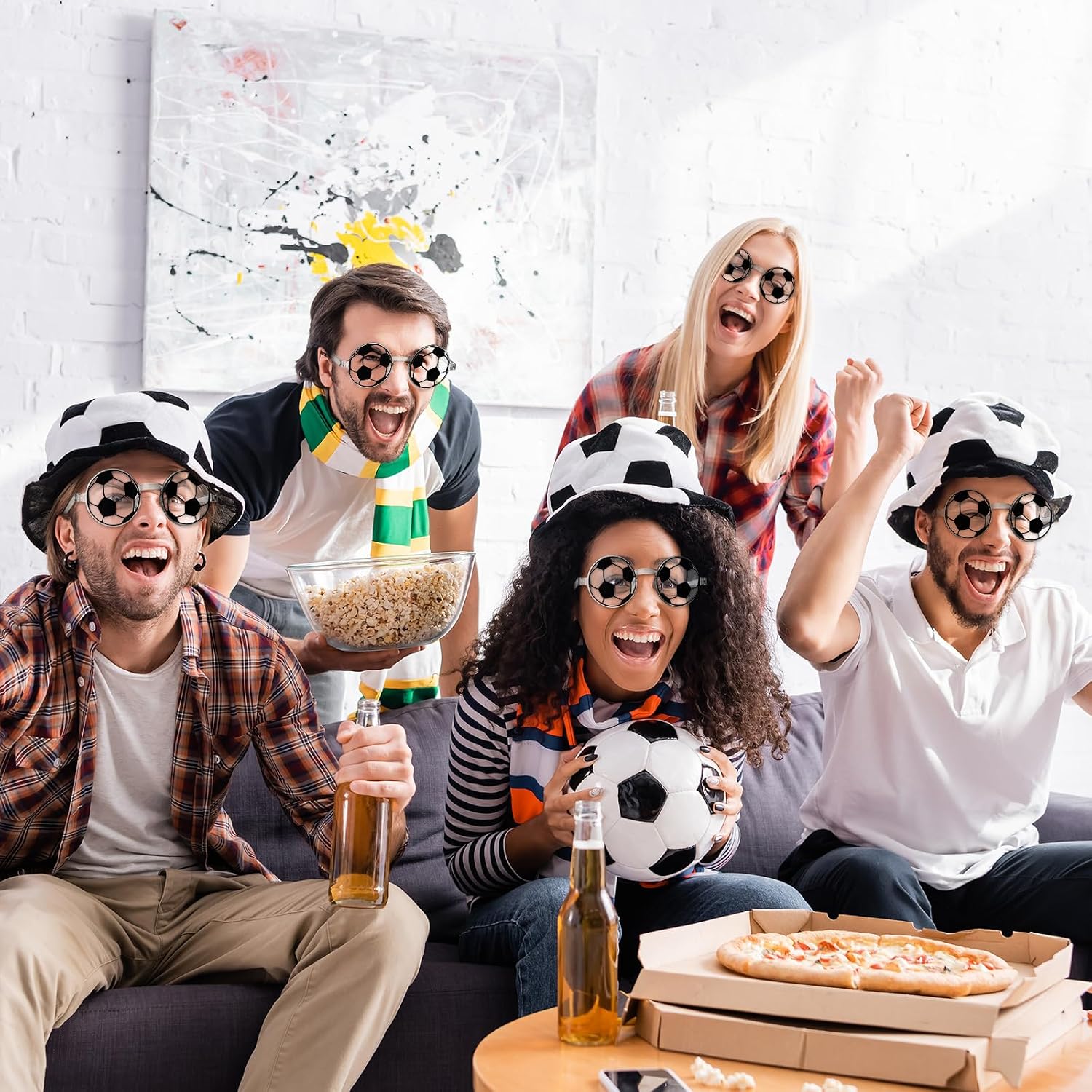 Tellegloww 12 Pcs Soccer Glasses Bulk Soccer Party Favors 2026 Sport Team Gifts Round Eyeglasses Goodie Bag Stuffer for Fans Coach Cheer Player Women Men Birthday Gifts image 4