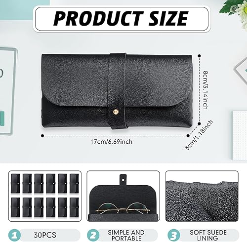 Miniatura 2 de Nuogo Paquete de 30 fundas para lentes, estuche suave para lentes de sol, bolsa portátil de piel sintética para mujeres y hombres