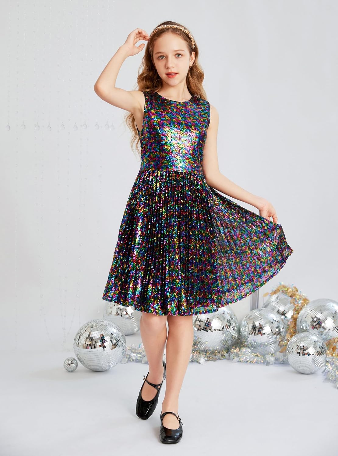 GRACE KARIN Girls Sequin Dress Sleeveless Prom Party Formal Graduations Fancy Tween Girls Dresses Size 5-12 - Image 4