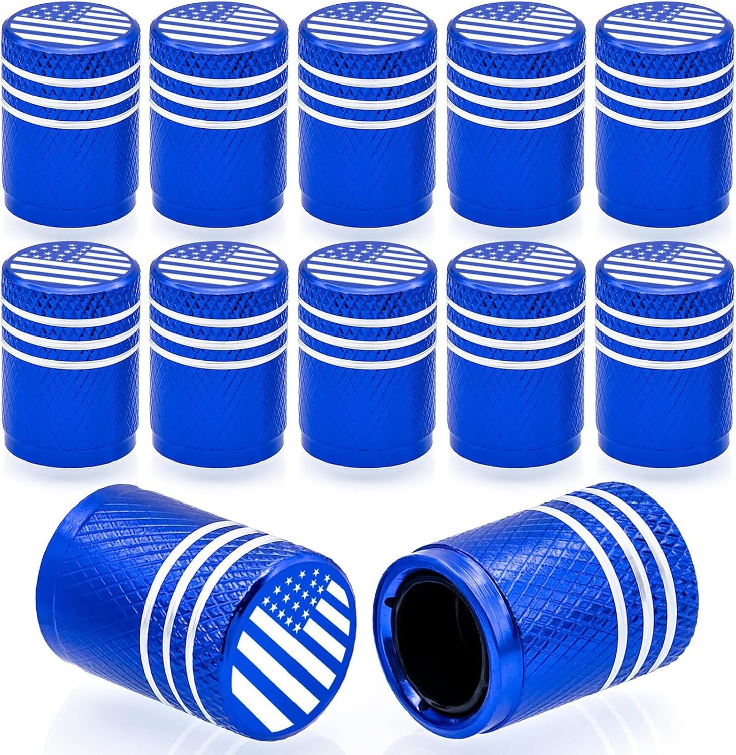 WOMGKDA Dice Shape Tire Valve Stem Caps 4PCS, Universal Copper Core Dustproof Tire Valve Covers for Cars, SUVs, Trucks, Motorcycles and Bicycles, Blue, 12 pcs