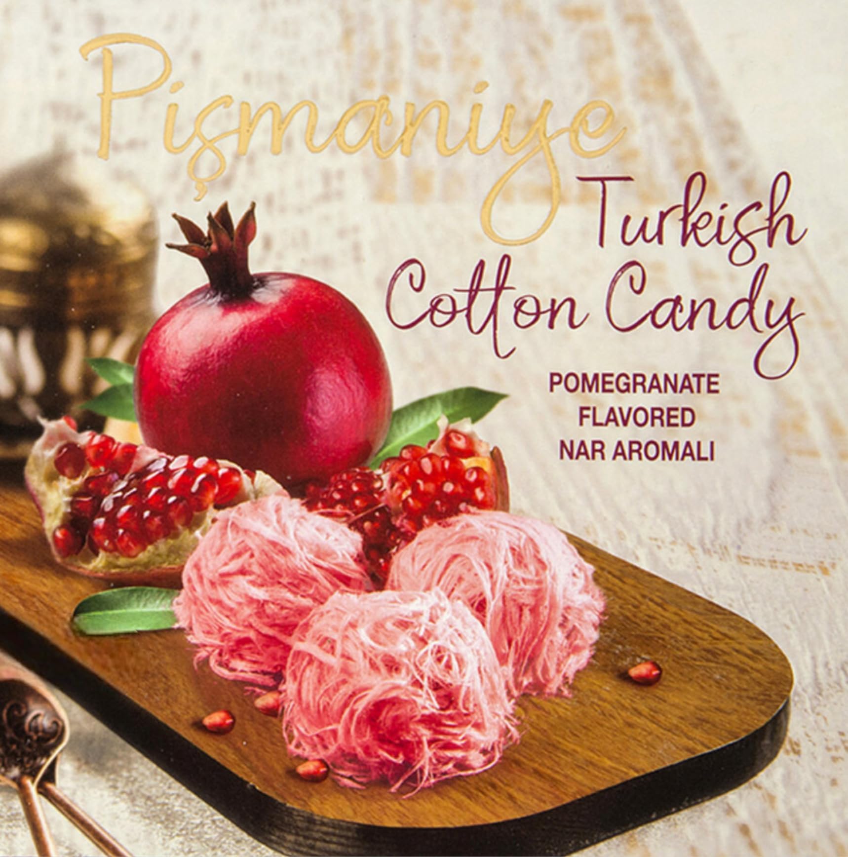 Gulluoglu Candy Floss with Pomegranate Aroma, 8.8 oz - 250 g (Pack of 1), Turkish Cotton Candy (Pismaniye), Daily Fresh Shipment from Istanbul/Turkey, Ideal Gift for All Occasions