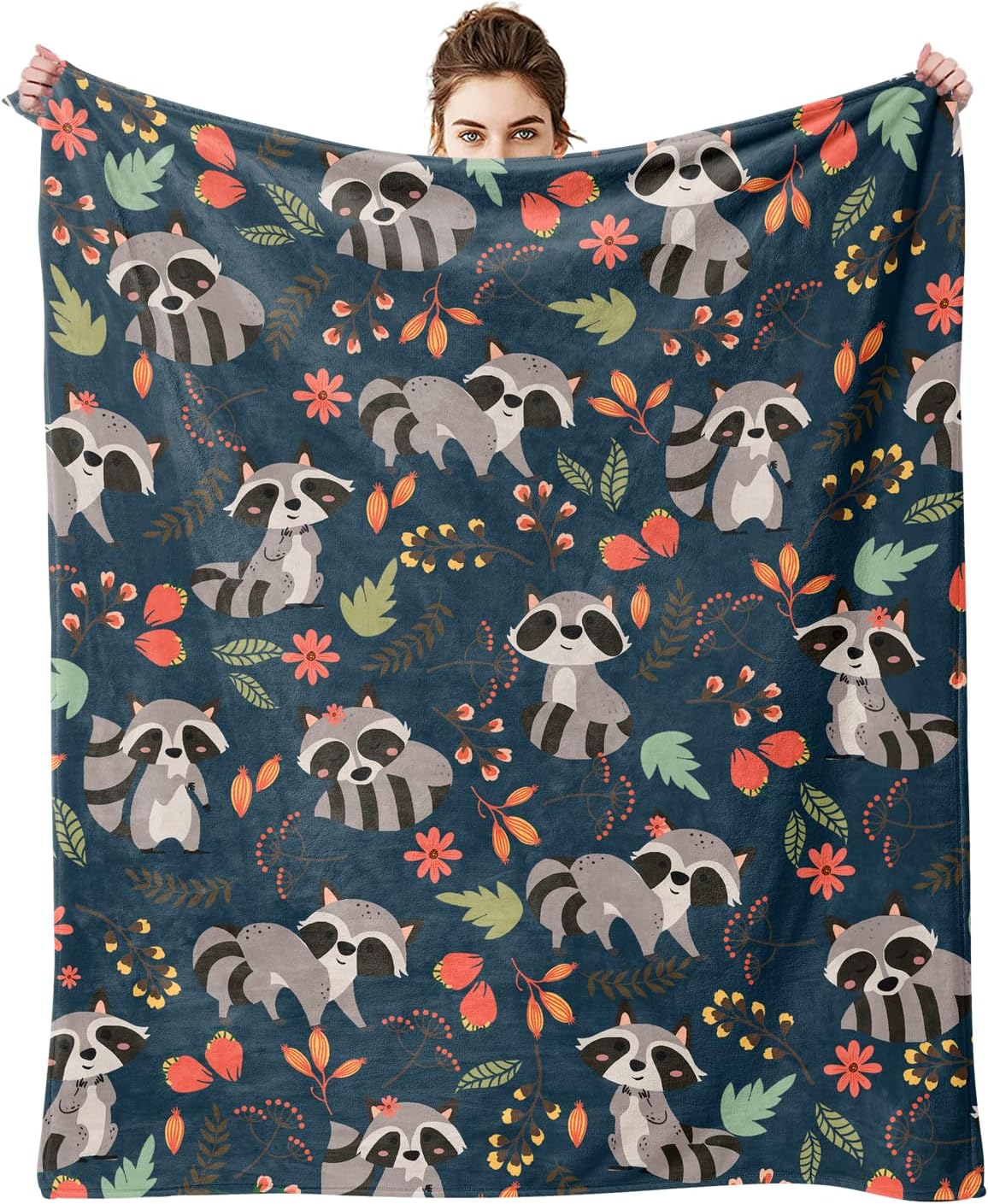 Raccoon Print Flannel Blanket 50X60inch, Cute Throw for Animal Lovers, Girls, Boys, Adults, Family, Friends - Suitable for Sofa, Chair, Travel, Camping - Image 7