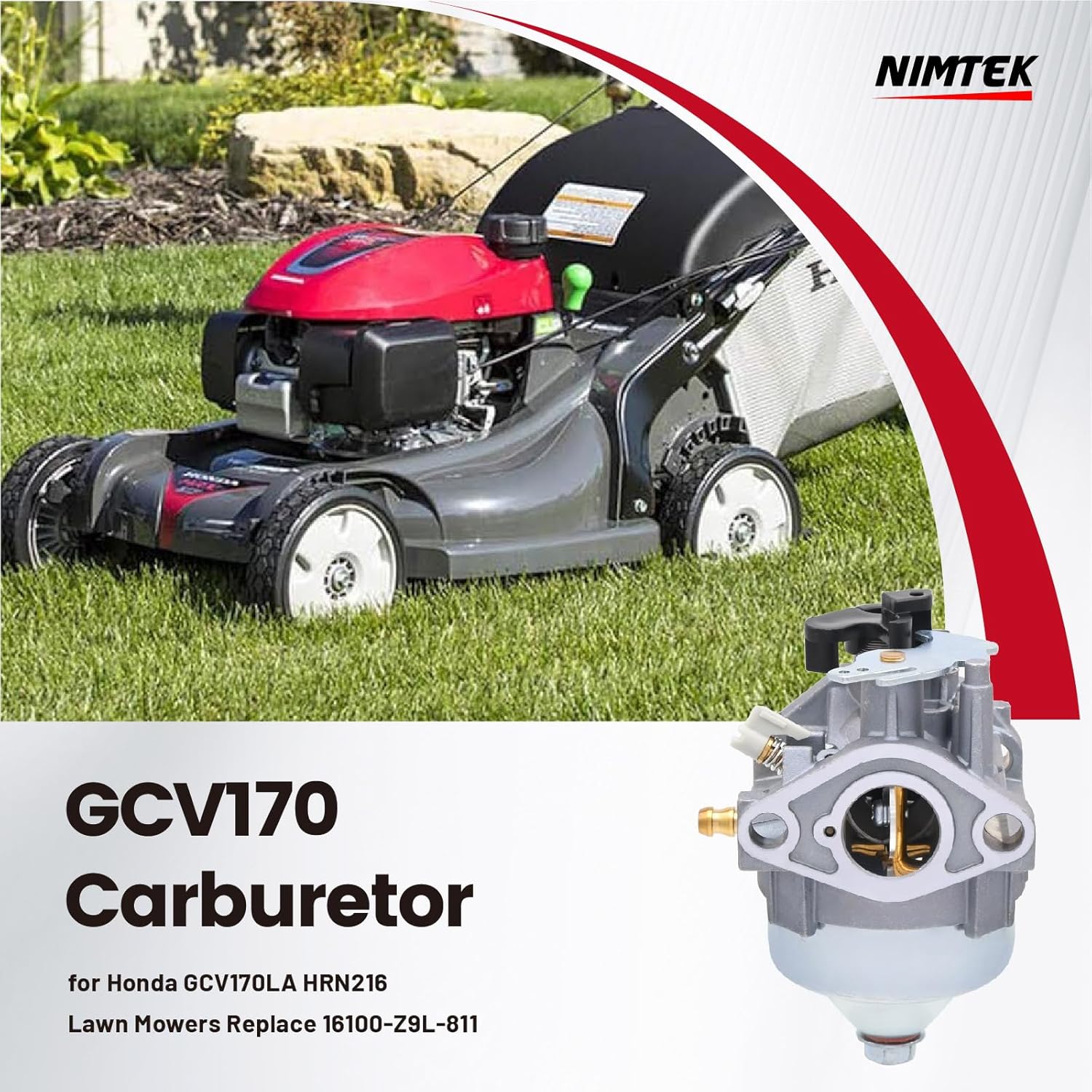 NIMTEK GCV170 Carburetor with Air Filter for Honda GCV170LA G5B GCV170LA G5BR GCV170LA S3B Models Lawn Mower Pressure Washer Replace 16100-Z9L-811