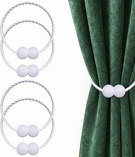 Miniatura 20 de Hion Alzapaños magnéticos para cortina, 2 piezas, abrazaderas de cortina, hebillas, soportes de ganchos para el hogar, al aire libre, dormitorio