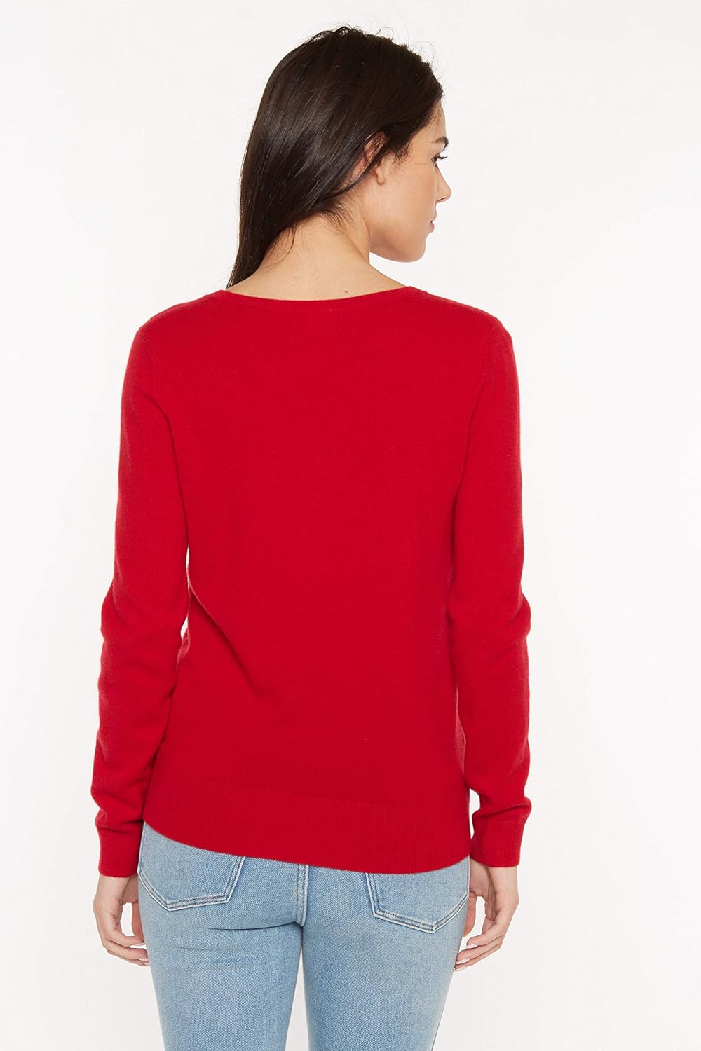 JENNIE LIU Women's 100% Pure Cashmere Long Sleeve Pullover V Neck Sweater - Image 2