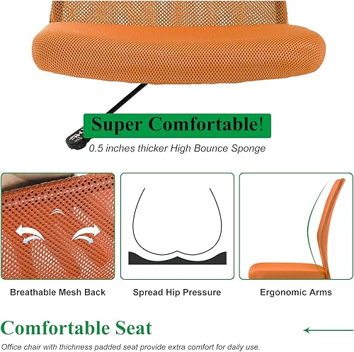 Miniatura 10 de Silla de oficina ergonómica de malla, moderna silla giratoria con respaldo medio, silla giratoria sin brazos, silla de oficina en casa, silla de