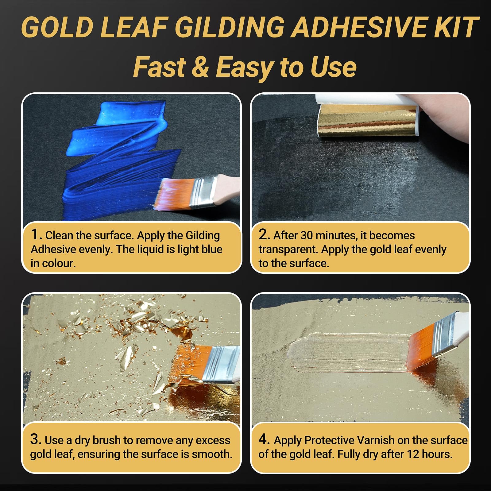 Gold Leaf Gilding Kit - Luxurious Decor & DIY -5 Gold Leaf Gilding Kit - Luxurious Decor & DIY -5