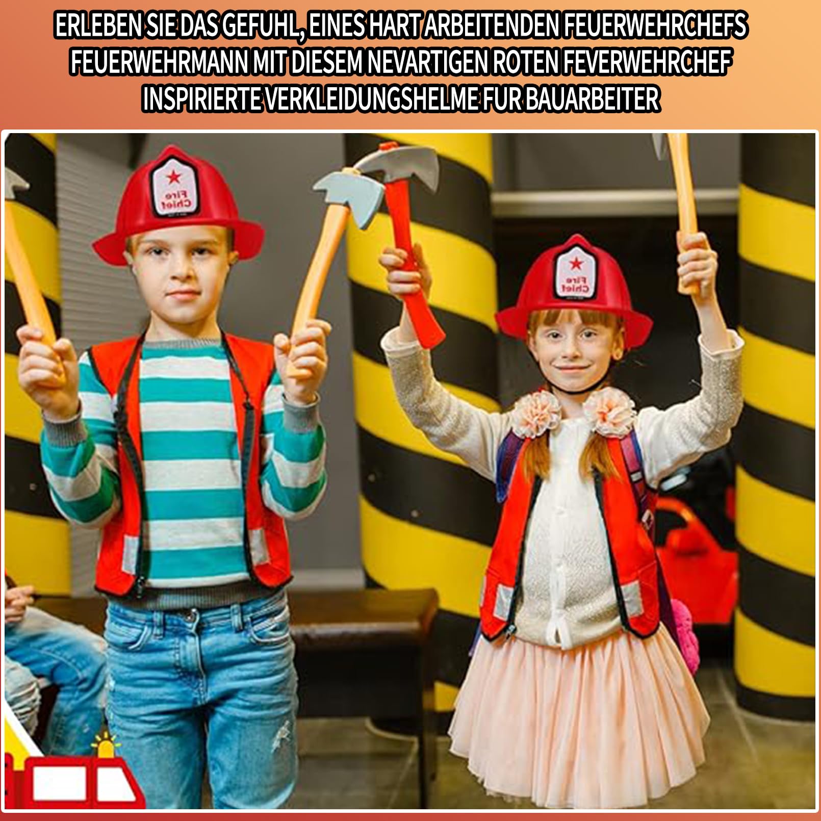 24 Stück Feuerwehrhelm Kinder, Roter Feuerwehrhelm für Kinder und Erwachsene, Weiche Feuerwehr Helm, Feuerwehrmann-Hut Partyhüte für Rollenspiel Party Kostüm Zubehör