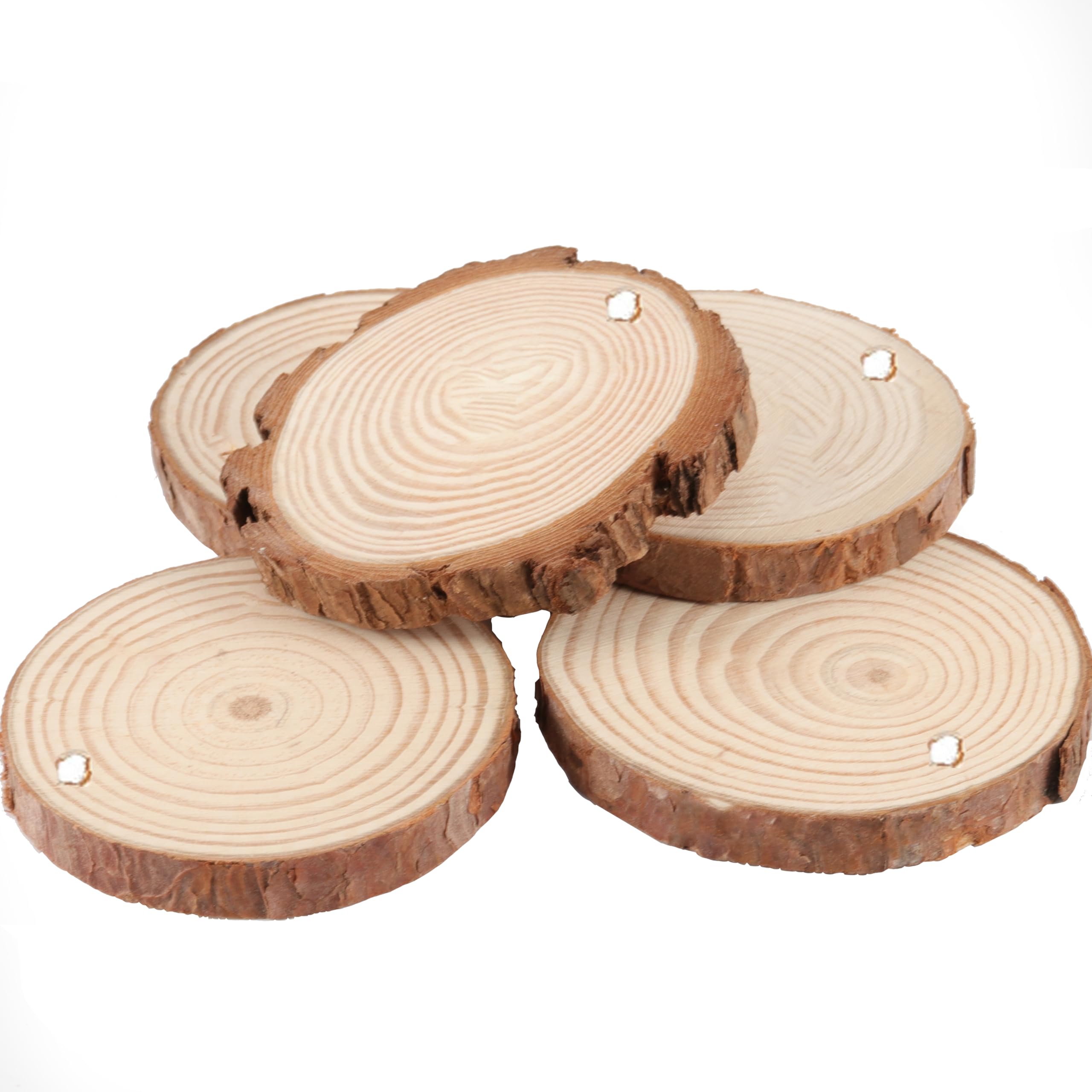 ZOENHOU 60 PCS 7-8cm Wood Slices with Drilled Holes - Image 4