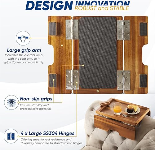 Miniatura 8 de BLUEWEST Mesa Octogonal de la bandeja del sofá, 12 x 9 x 5 pulgadas, negro (ST01)