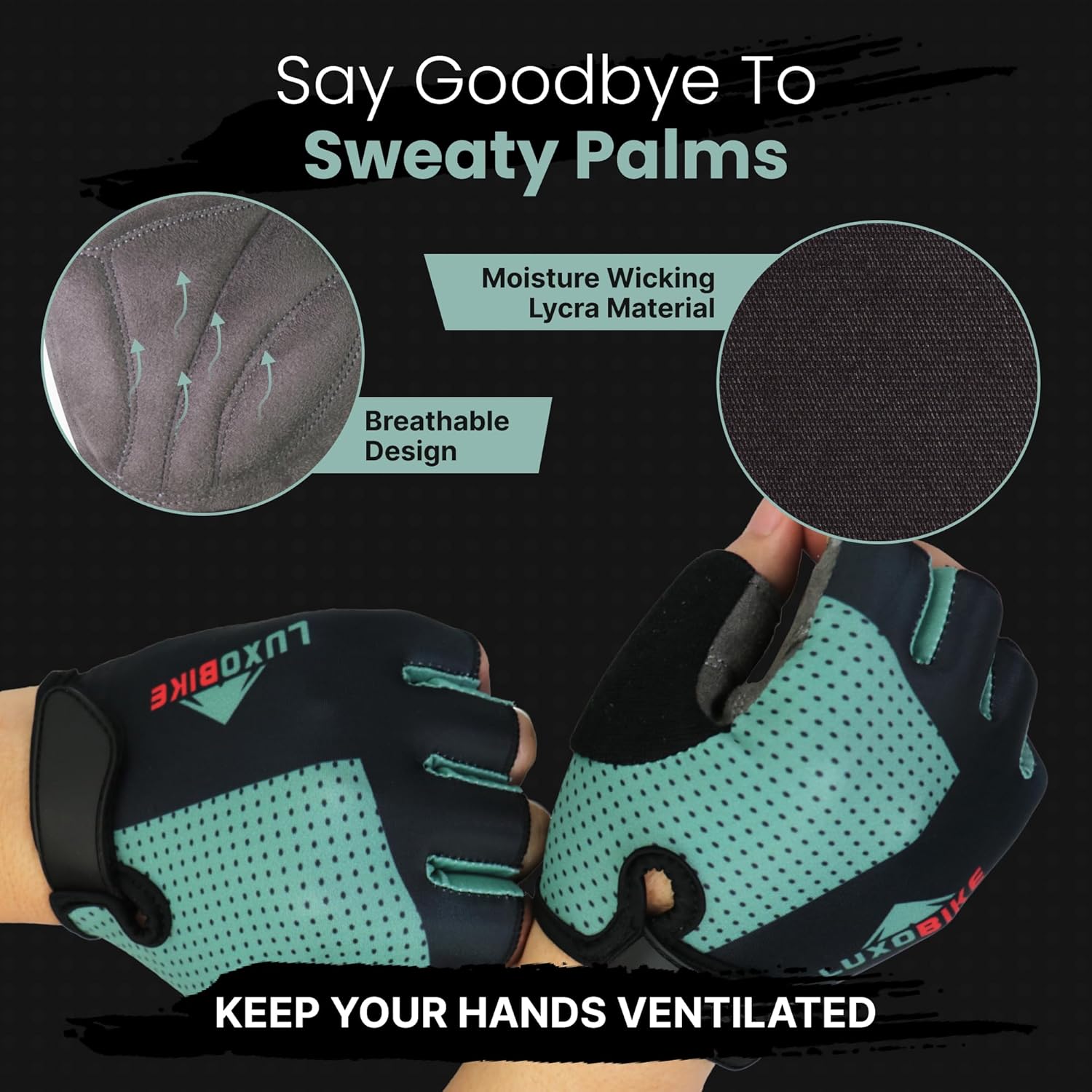 Bike Gloves for Men Cycling Biking Gloves Women - Padded Shock Absorbing Bicycle Riding, Anti-Slip Breahtable Half-Finger 's for Mountain Biker Ebike - Image 5