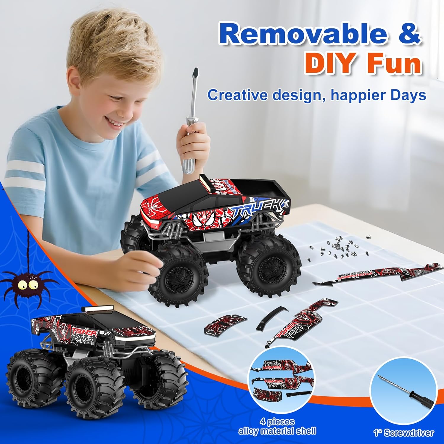 Remote Control Car, Amphibious Monster Truck Toys for Boys RC Cars, 2.4 GHz Waterproof RC Trucks, 1:18 4WD All Terrain Off-Road Pickup, Cool Christmas Birthday Ideas Gifts for Kids 6+ Year Old - Image 7