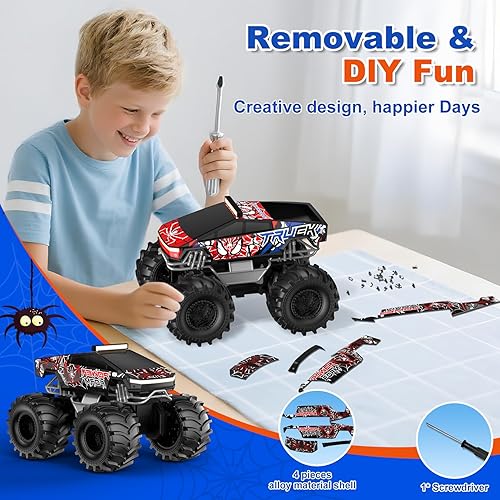 Miniatura 7 de Auto a control remoto, juguete de camión monstruo anfibio para niños, autos RC de 2.4 GHz, camiones RC impermeables, 118 4WD todoterreno