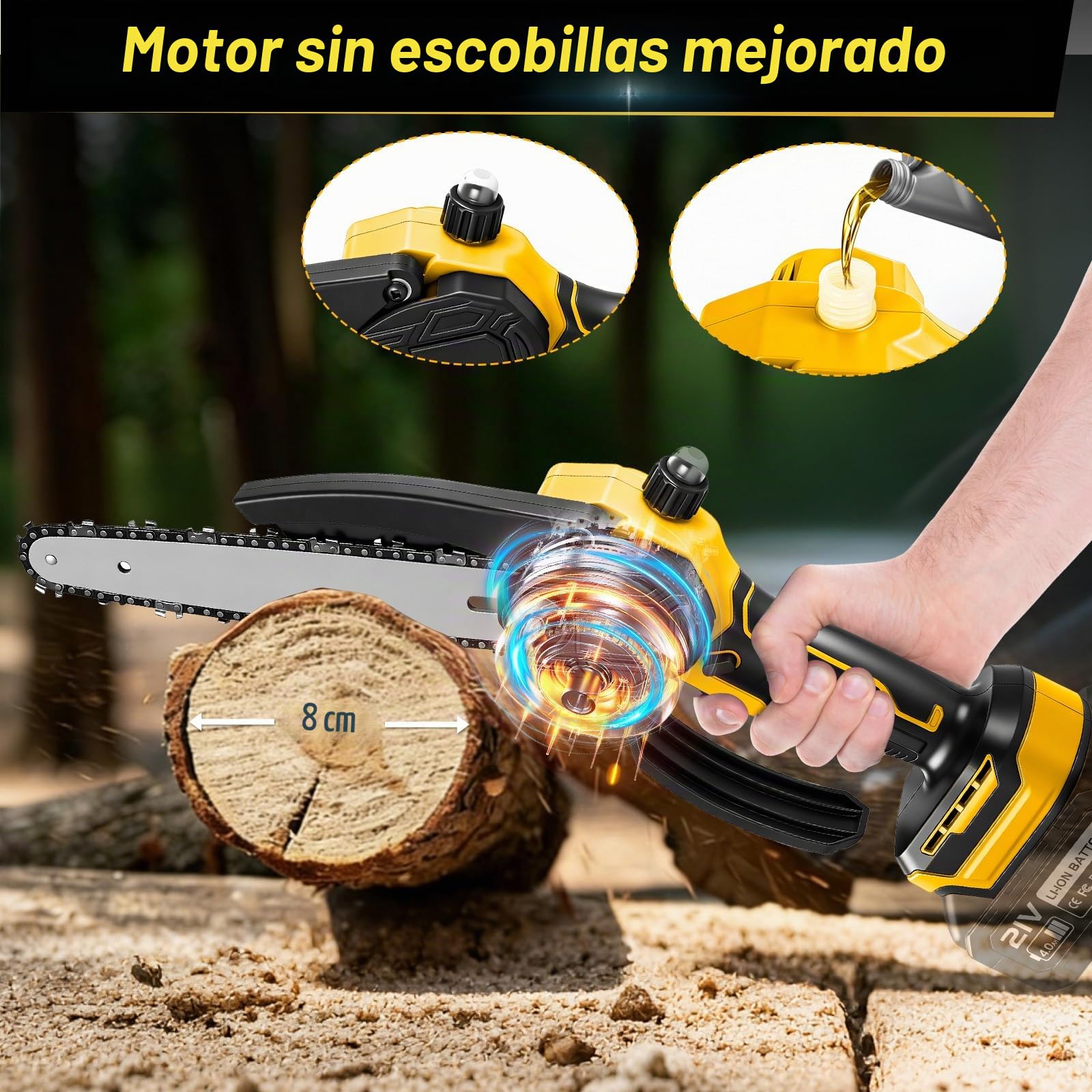 6 en 1 Juego de Motosierra 8" y Cortasetos para DeWal 20V(sin batería) | Roadtime Podadora telescópica mini motosierra de podar, cortador de setos, adecuado para jardín, árboles y arbustos