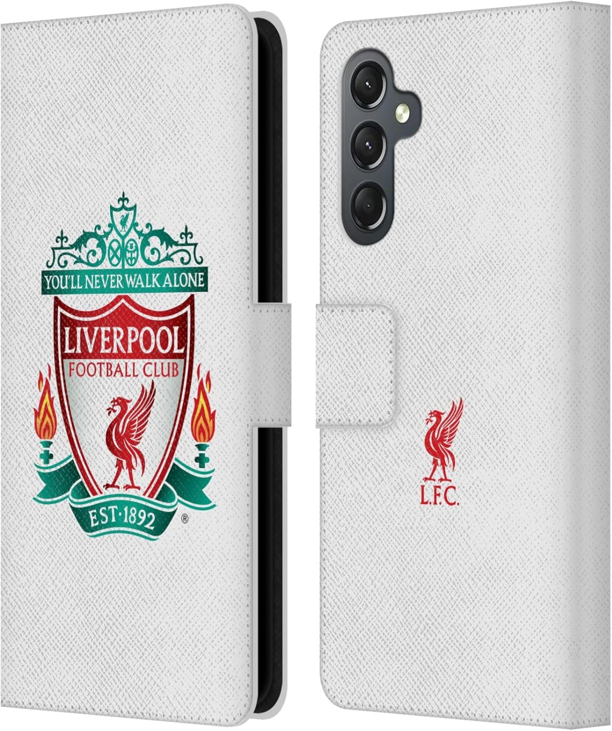 Head Case Designs Officially Licensed Liverpool Football Club White Geometric 1 Crest 1 Leather Wallet Case Compatible with Samsung Galaxy A25 5G