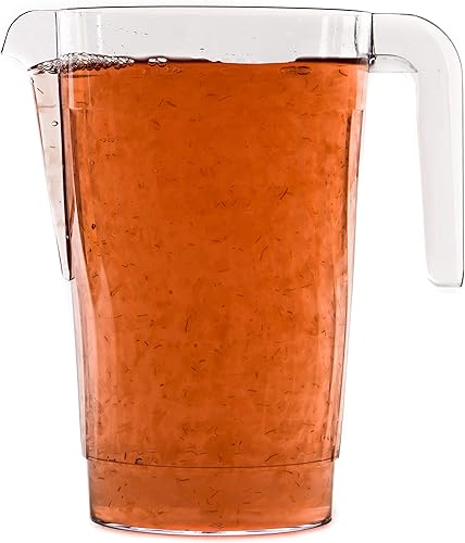 Miniatura 1 de [Paquete de 50] Jarra de bebidas de plástico transparente de 50 onzas, jarra de bebidas resistente a la rotura, ideal para restaurantes y catering a