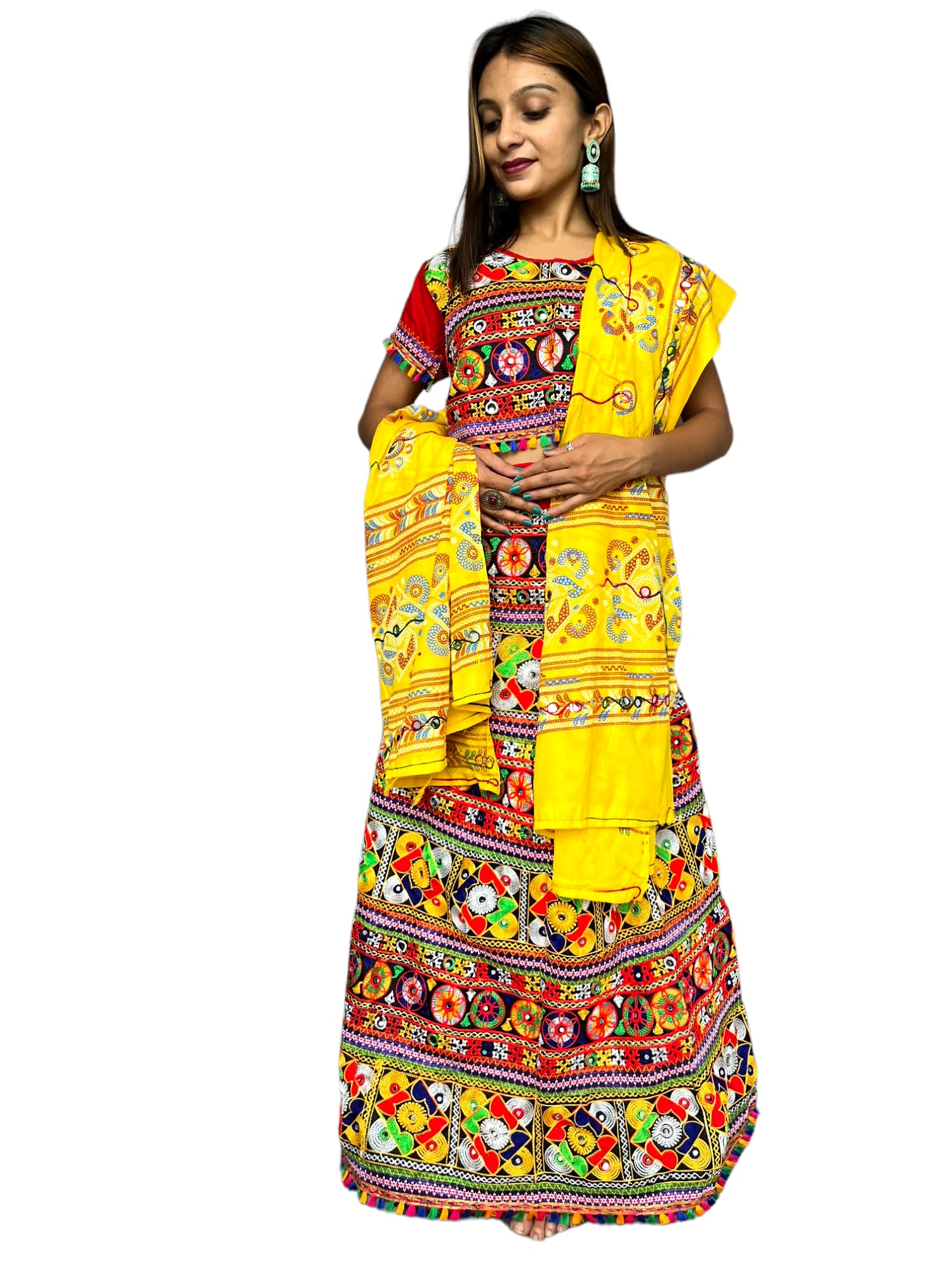 Handicraft Traditional Women'S Chaniya Choli Cotton Umbrella Style With Embroidery Heavy Kutchi Work P8