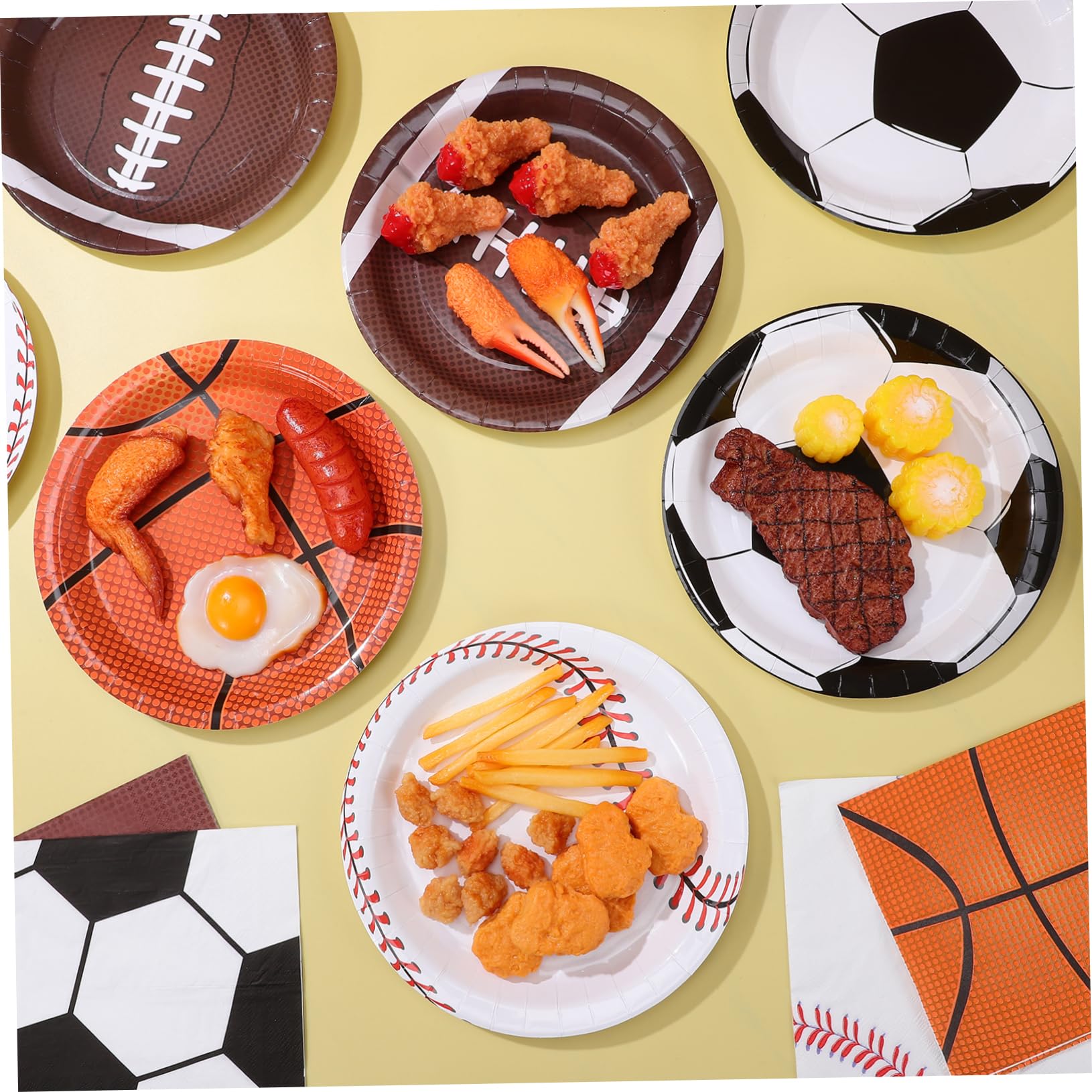 Alipis Set Party Coordinato Piatti e Tovaglioli in Carta a Tema Basket e Calcio, Robusti e Pratici per Feste di Compleanno e Occasioni Importanti