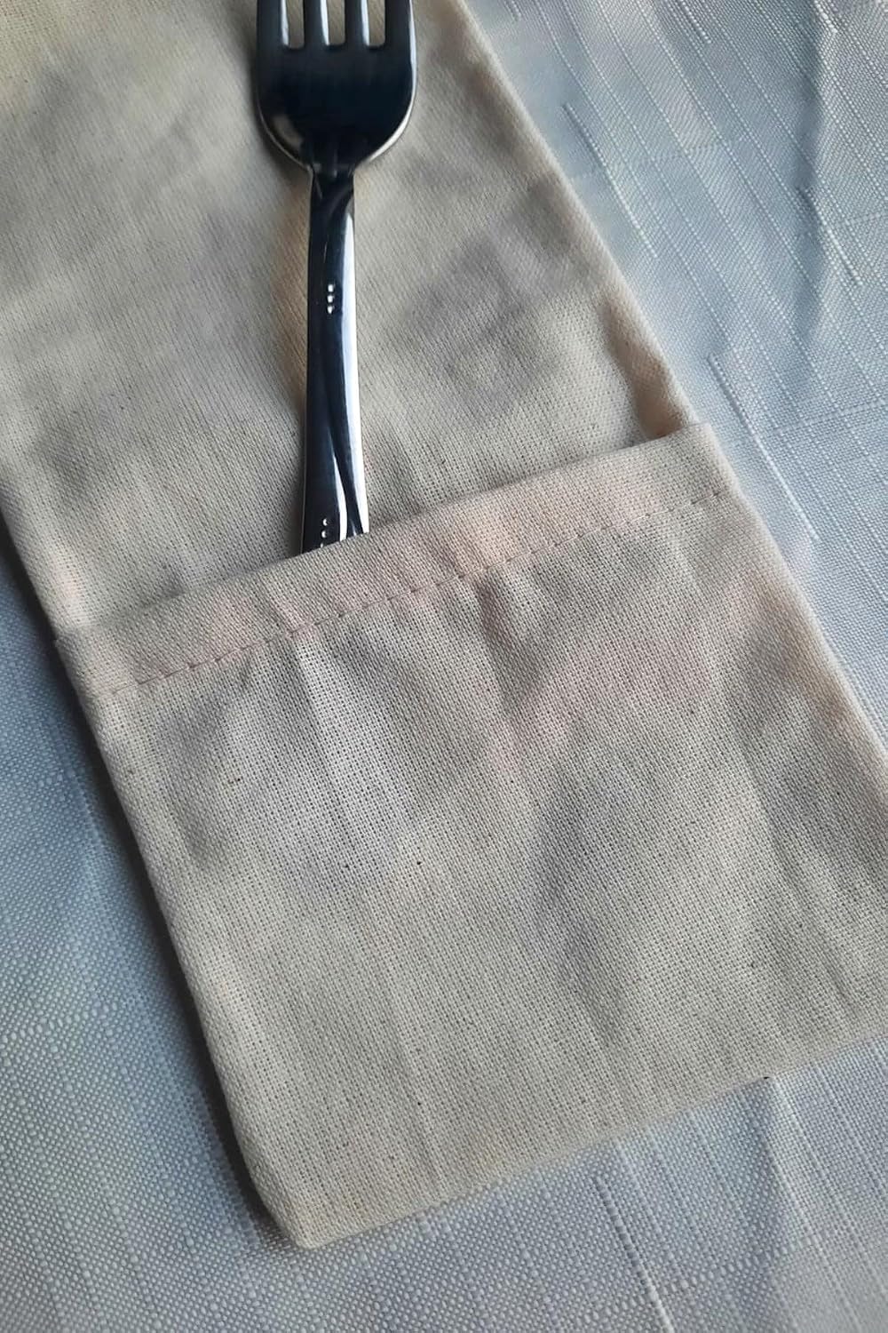 6 Piece Linen Spoon Rest Holder - Punch and Embroidery Suitable - Beige - 7x5 Inches - Cream