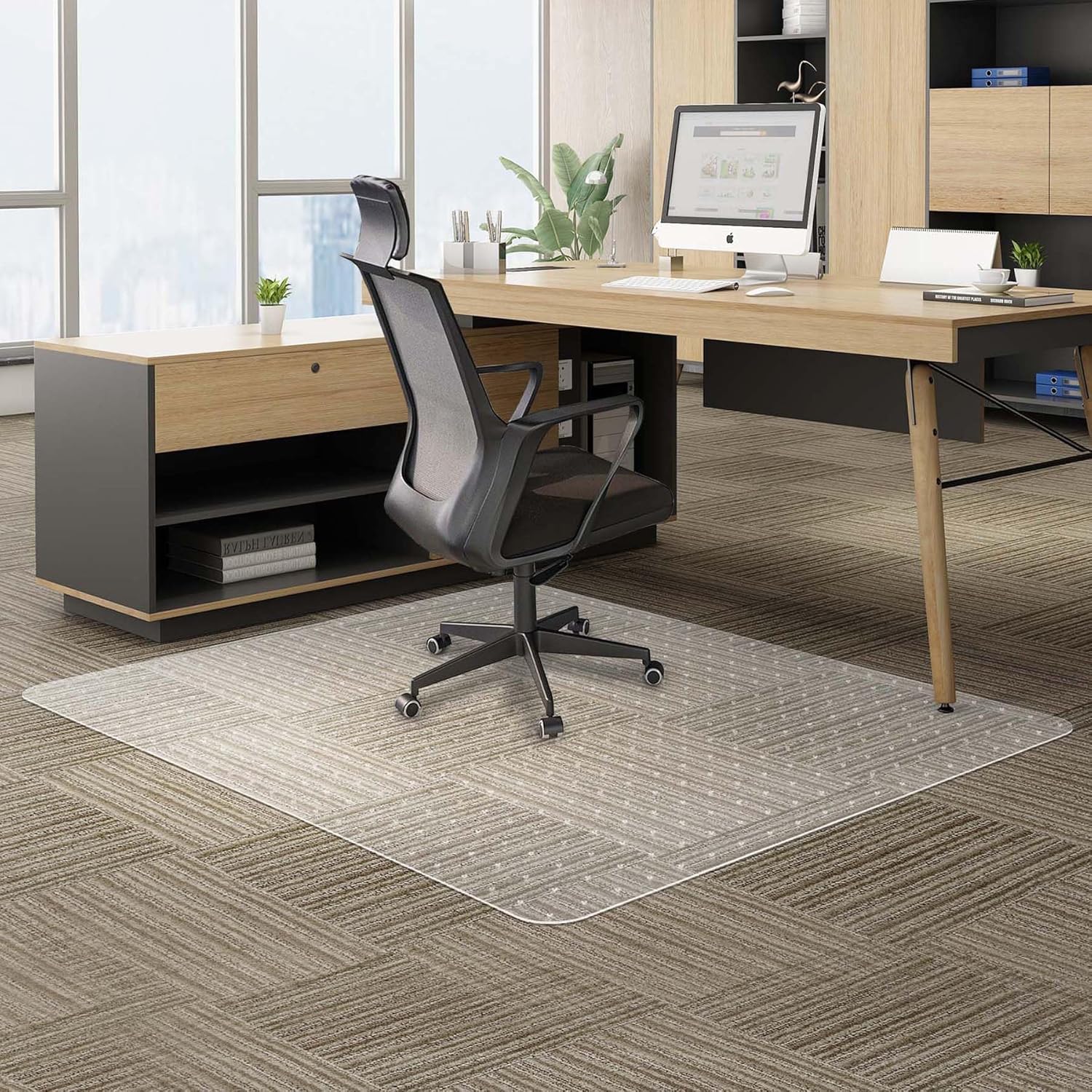 Office Chair Mats for Carpeted Floors, 44” x 58” Large Desk Floor Mat for Carpet, Clear Floor Protector for Rolling Chair, Easy Glide, Easy to Clean (Rectangle) 44" X 58" Rectangle For Carpet