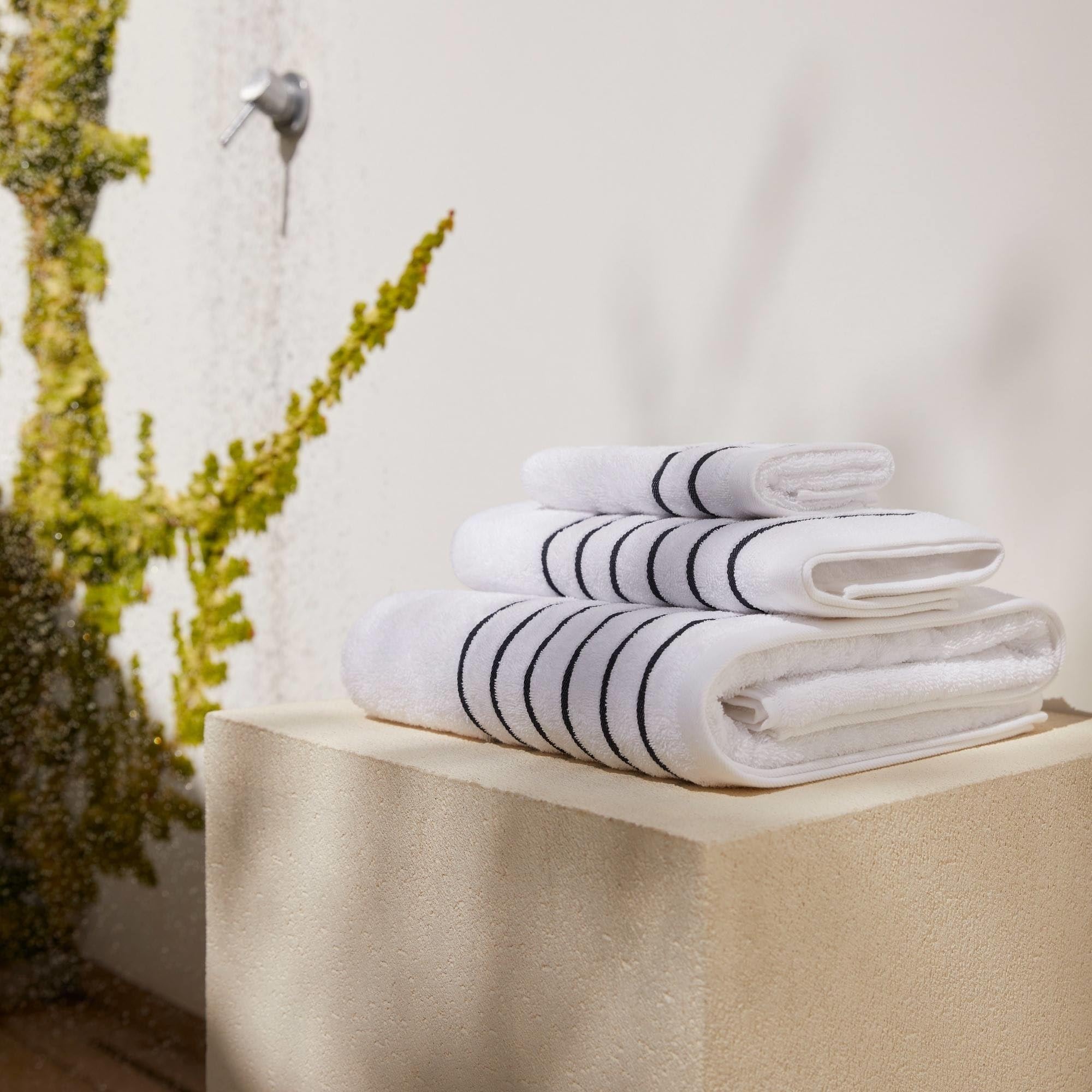 Scalpers Toalla de Invitados Blanca a Rayas 30x50cm 100% Algodón 470GSM Home